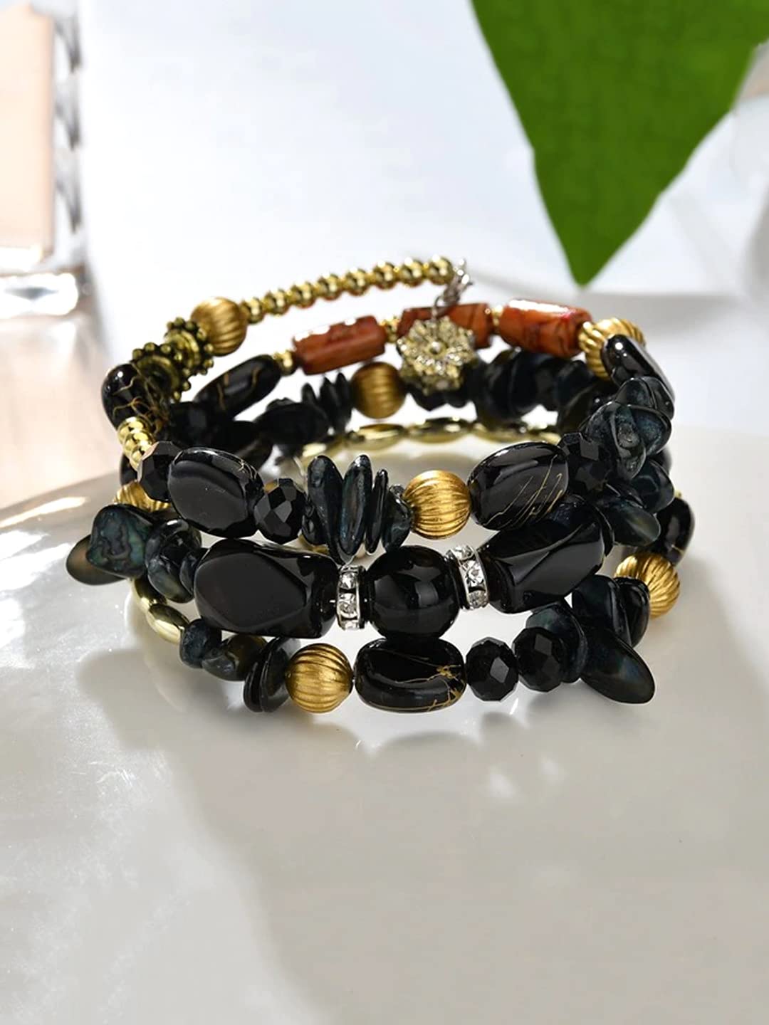 Yellow Chimes adjustable black bracelet - stylish for all occasions