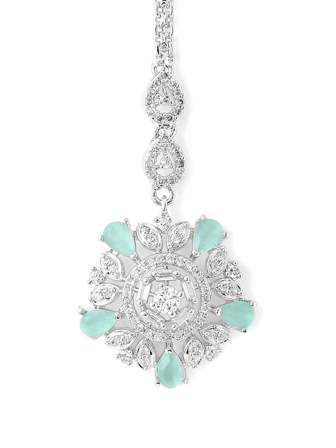 Yellow Chimes AD studded maang tikka - Bridal accessory