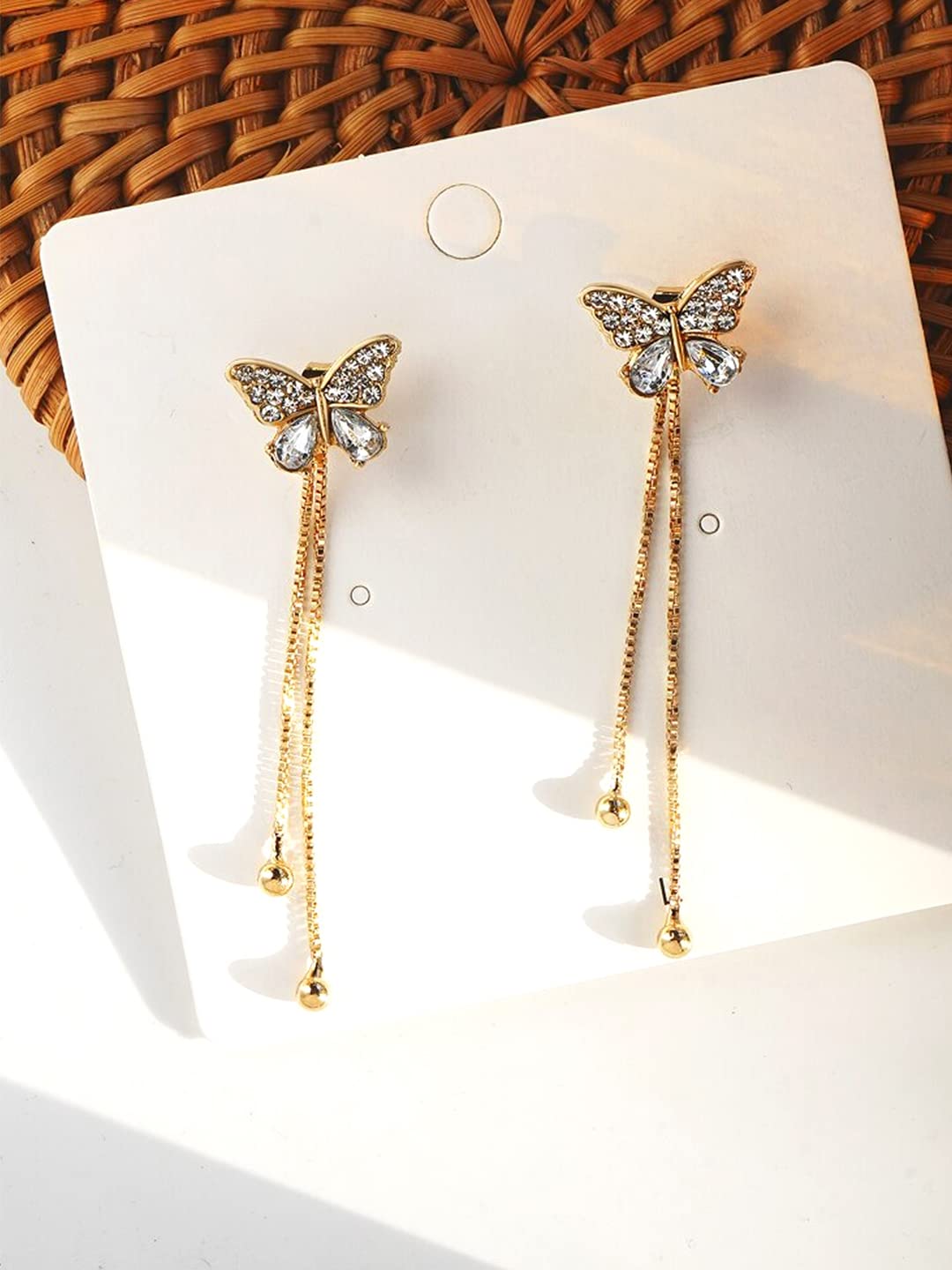 Yellow Chimes long dangler earrings - elegant anniversary gift