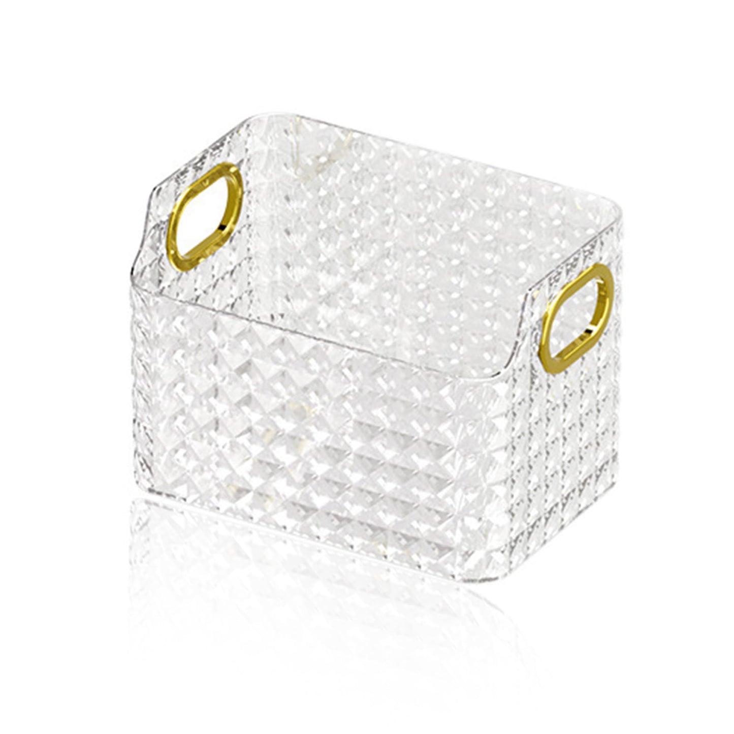 Makeup Desk Organizer - Diamond Cut Glass Finish | Large Capacity | Skin Care Products Holder | Transparent