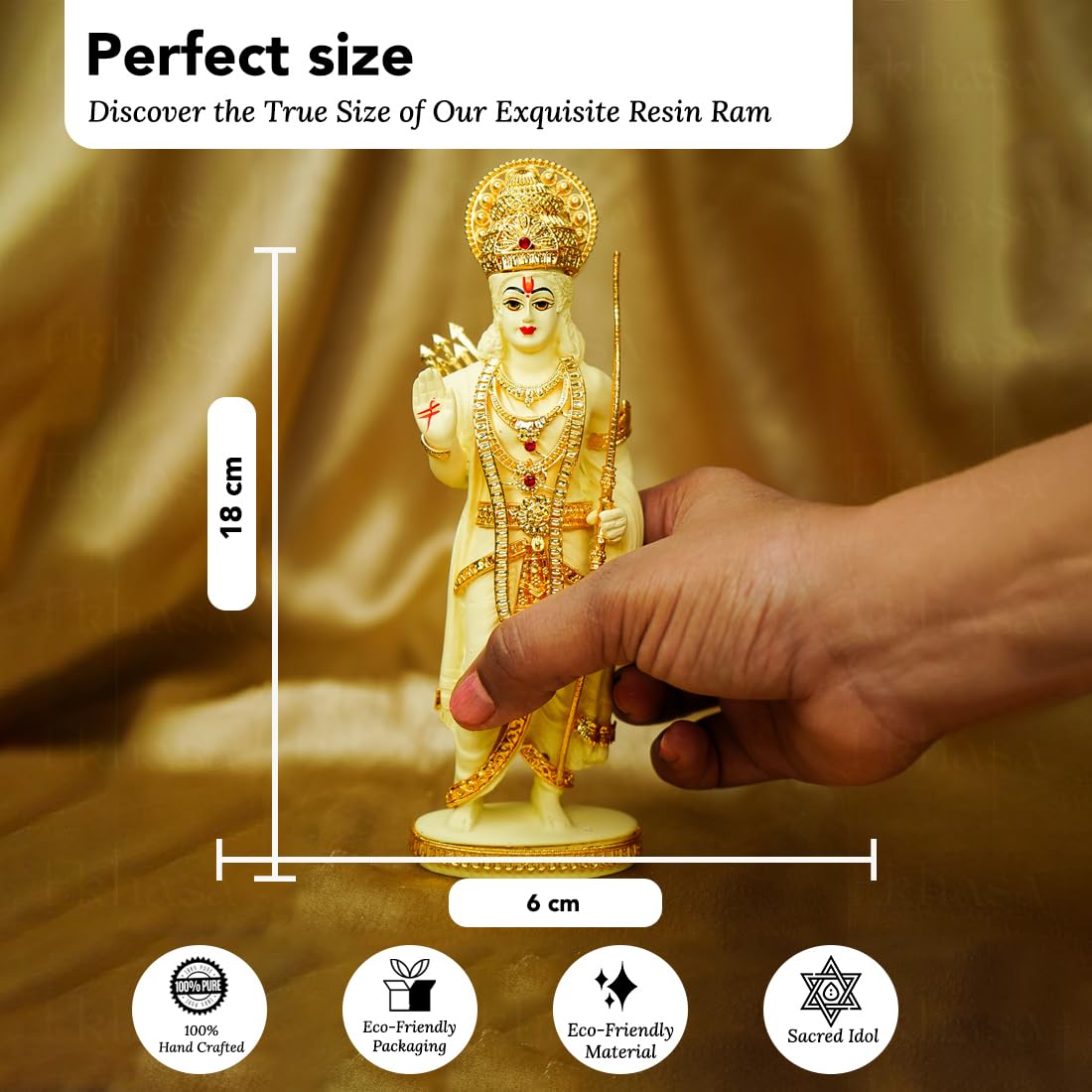 Ram Darbar Idol - 100% Pure Resin Hanuman, Ram, Sita & Laxman Statue | Traditional Home Decor | 18 cm | Gold