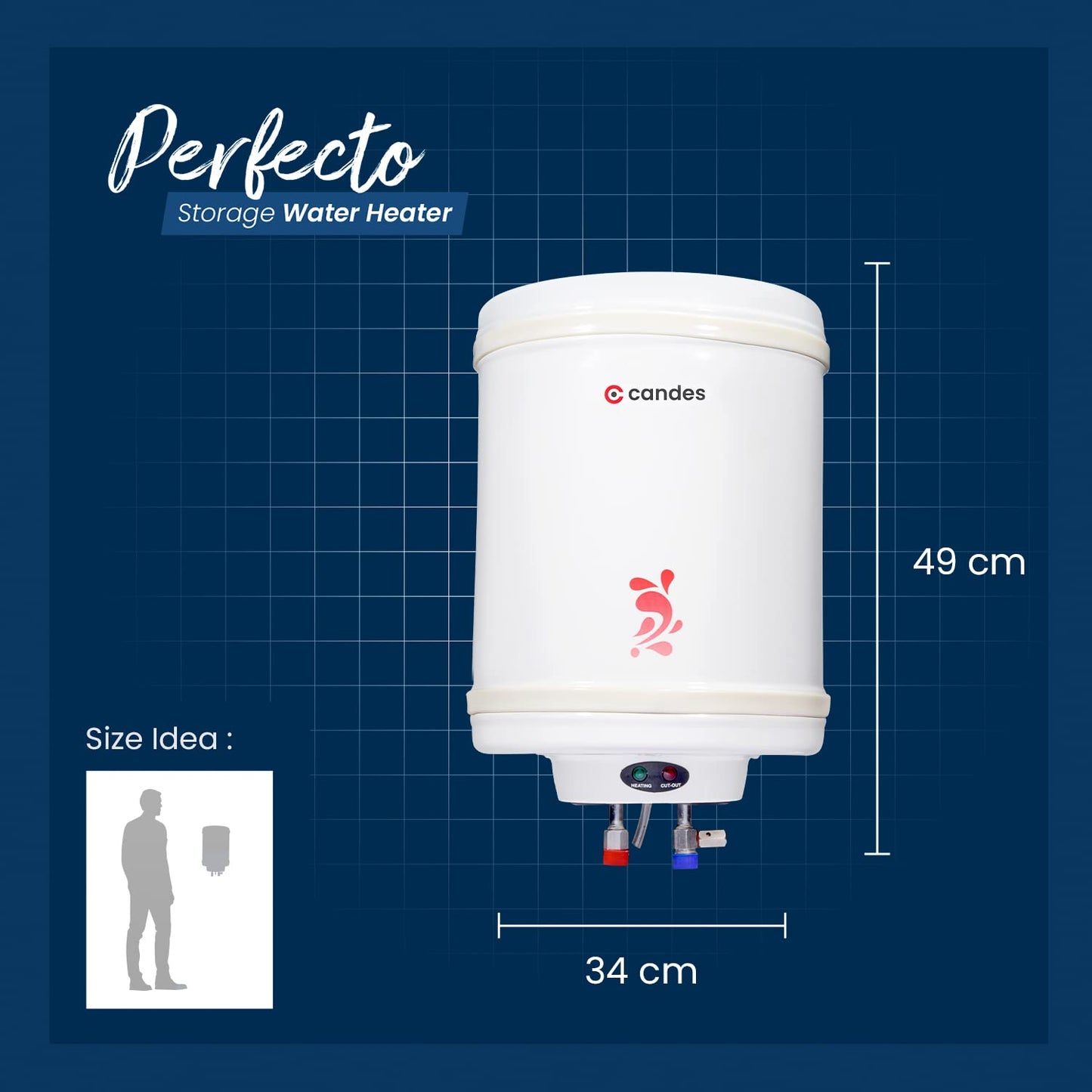 Candes Geyser 15 Litre | 1 Year Warranty | Water Heater for Home, Water Geyser, Water Heater, Electric Geyser, 5 Star Rated Automatic Instant Storage Water Heater, 2KW - Perfecto (Ivory),Wall