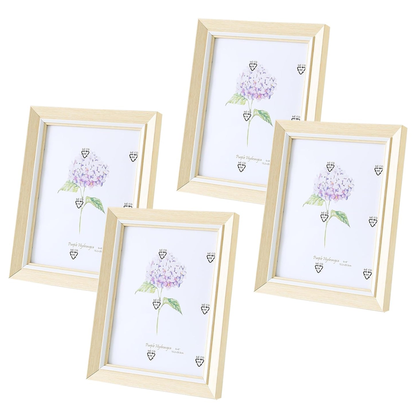 Pack of 4: Photo Frame with Crystal Clear Glass | Horizontal & Vertical Display | 16.7x21.8 cm | Cream