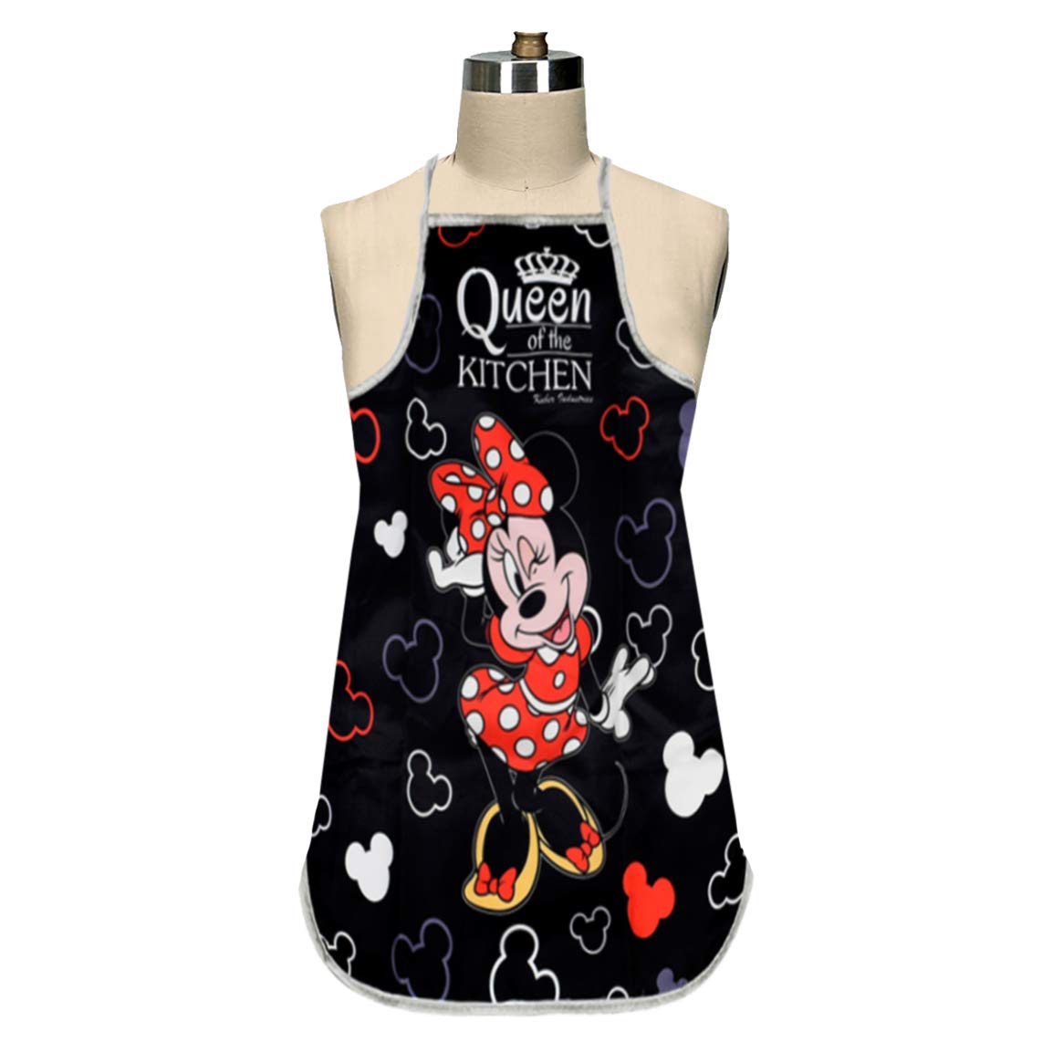 Disney Minnie Print Silk Kitchen Apron - Stylish Bib Design | Adult Size | Hand Wash | Black