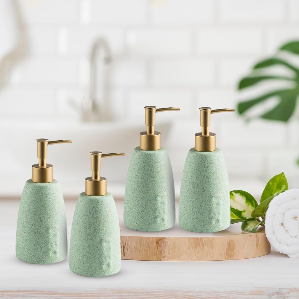 Combo: Ceramic Soap Dispenser Set - Stylish, Multi-Purpose | Set of 4 | 320ML | For Kitchen & Bathroom