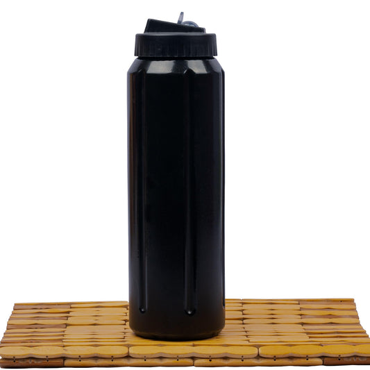 1 Liter Non-Toxic Plastic Water Bottle - Leak-Proof, BPA-Free | Flip-Top Lid & Straw | Black