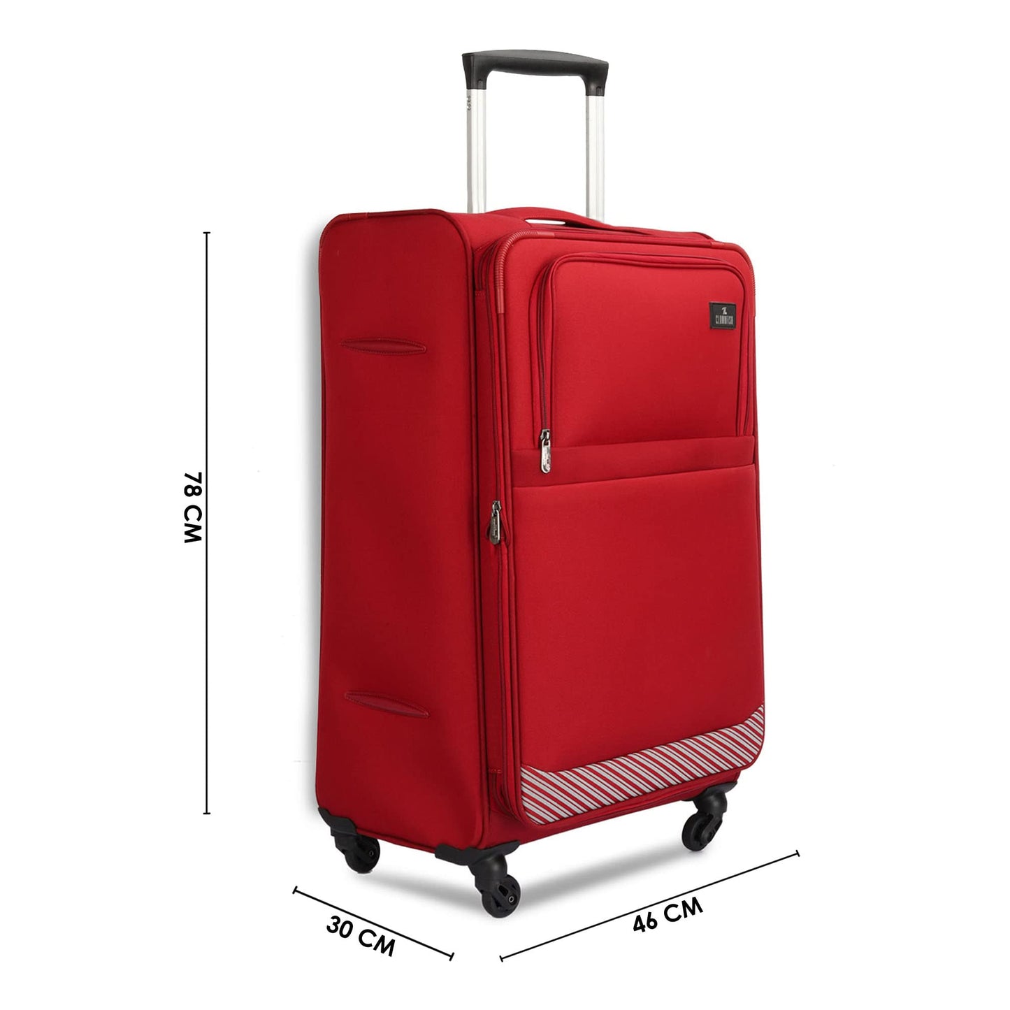 THE CLOWNFISH Sydney Luggage Polyester Soft Case Suitcase Four Wheel Trolley Bag - Red (Small size, 78 cm)