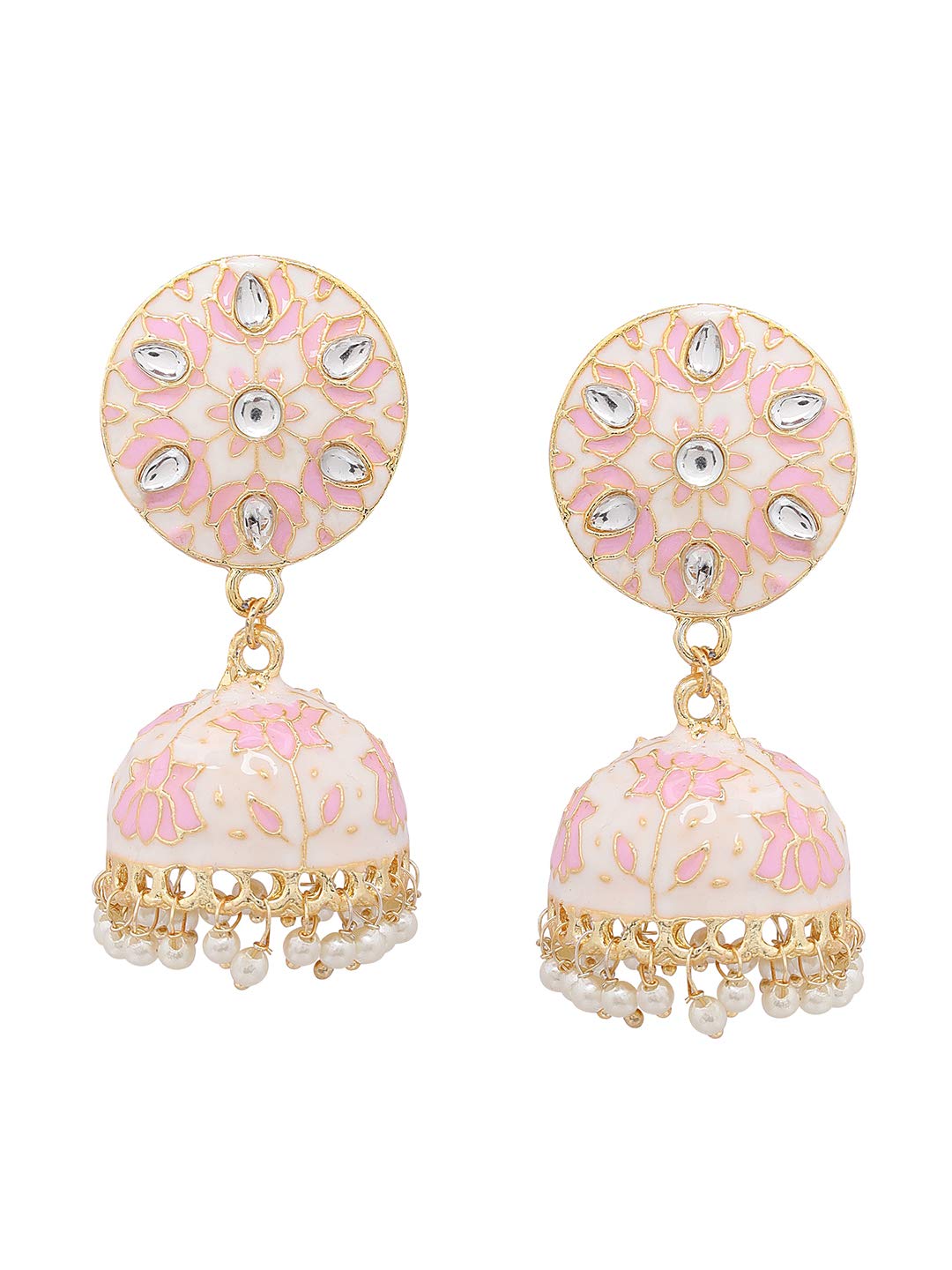 Yellow Chimes Designer Kundan Earrings - College wear