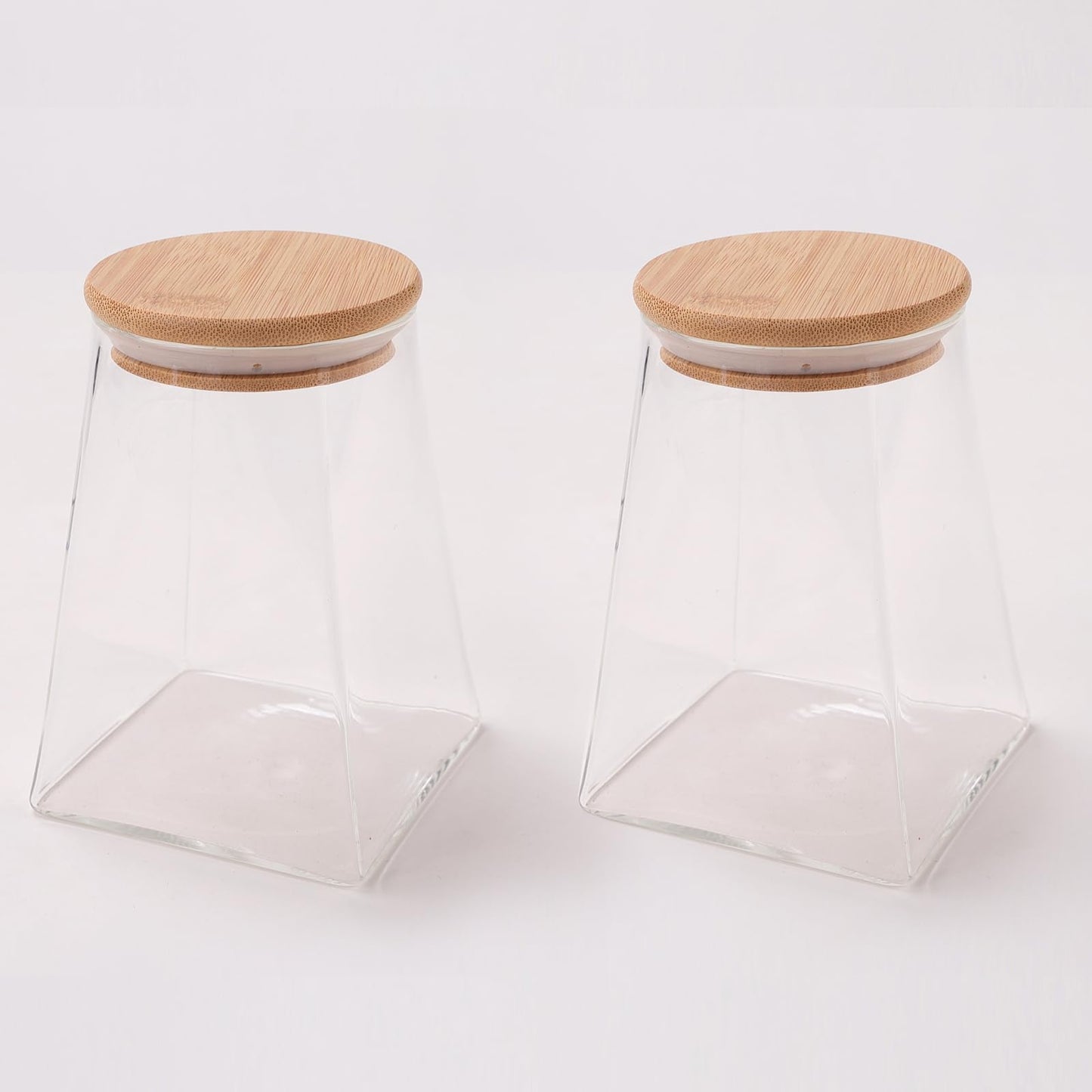 UMAI Borosilicate Glass Jar with Bamboo Lid | Kitchen Organizer Items and Storage | Multi-utility, Leakproof, Airtight Storage Jar for Cookies, Snacks, Tea, Coffee, Sugar | Set of 2 (980ml)