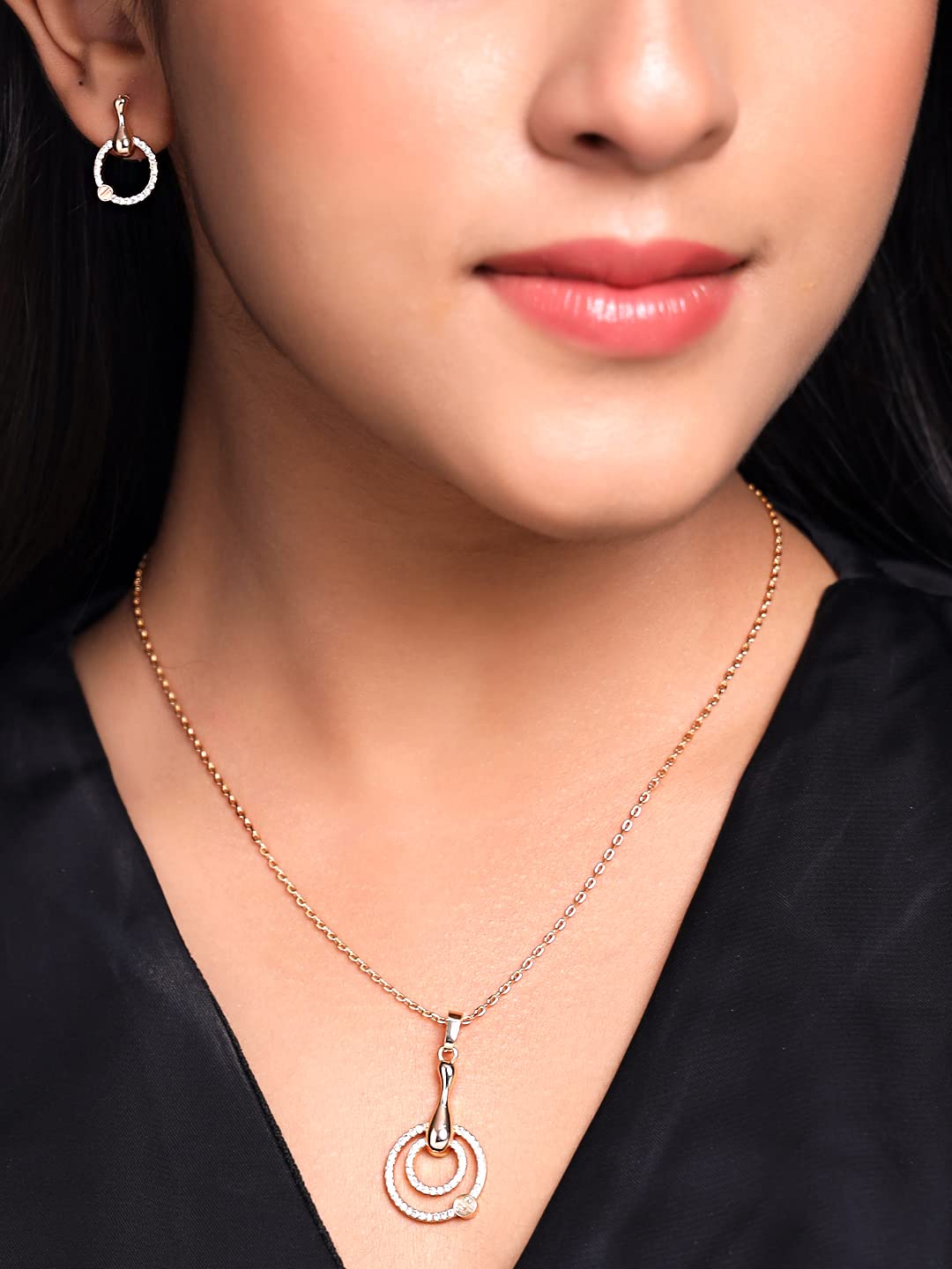 Yellow Chimes rose gold jewelry set - ideal for Valentine's Day