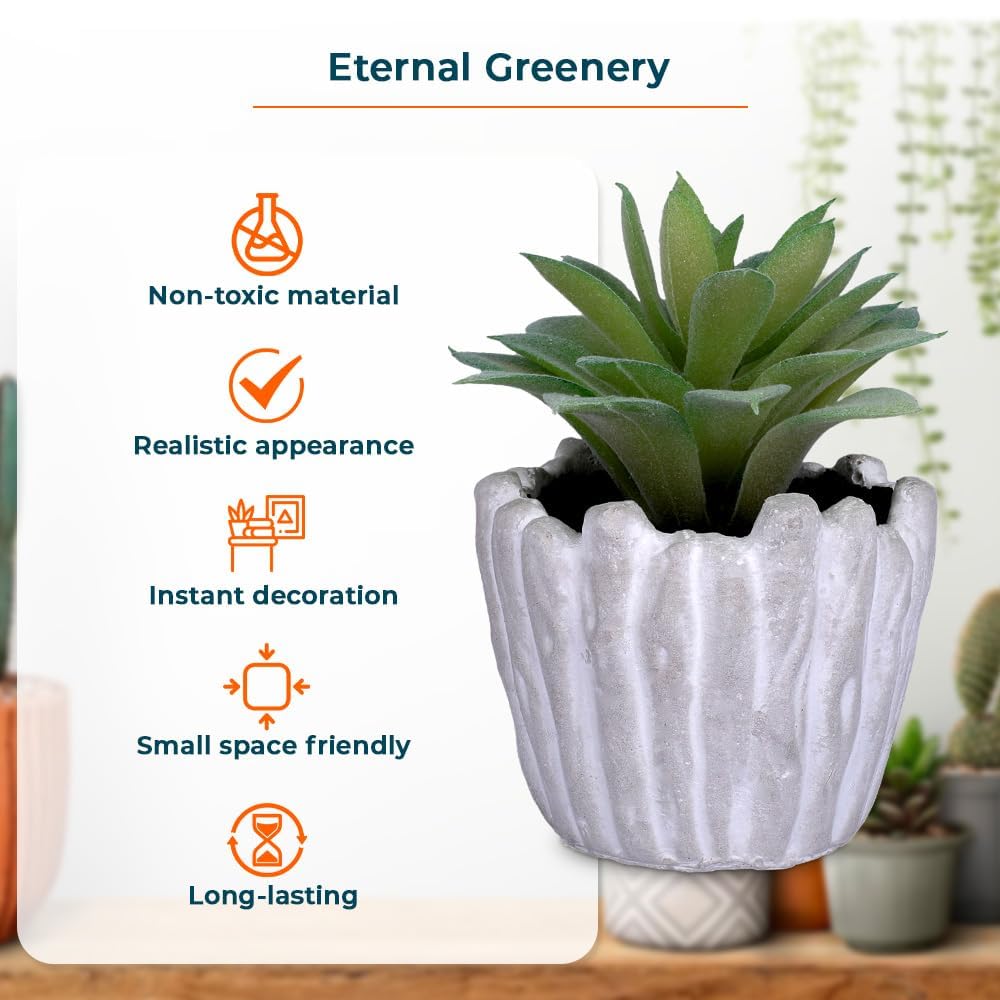 Pack of 4: Artificial Indoor Plants for Home Décor | Natural Looking Fake Plants with Pot | Green