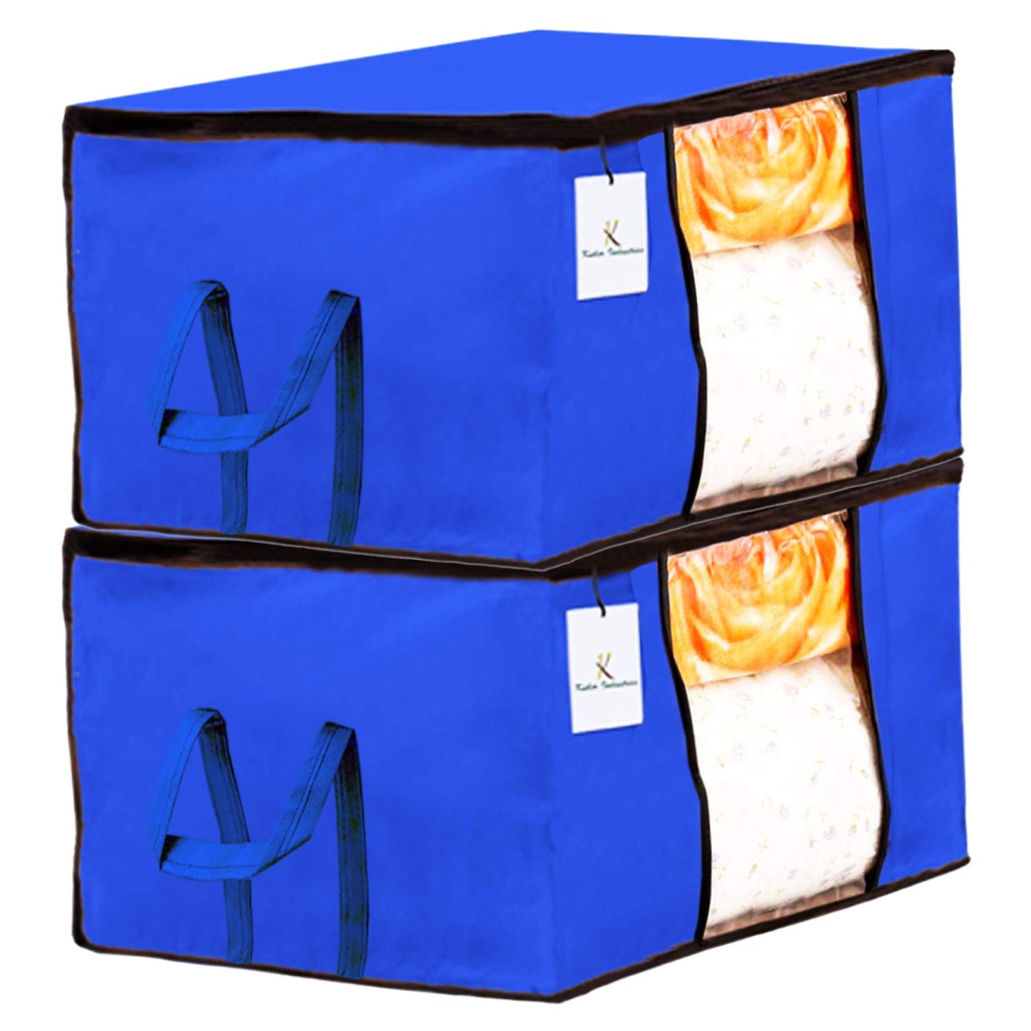 Pack of 2: Rectangular Underbed Storage Bags - Durable & Flexible | Extra Large Size | Royal Blue