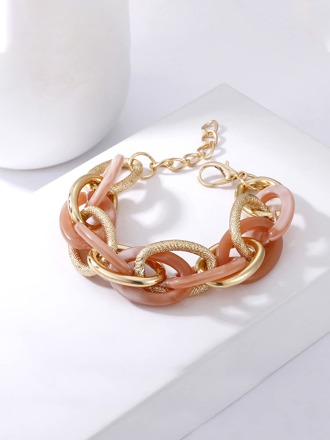 Yellow Chimes Big Peach Link Bracelet - Fashion statement piece