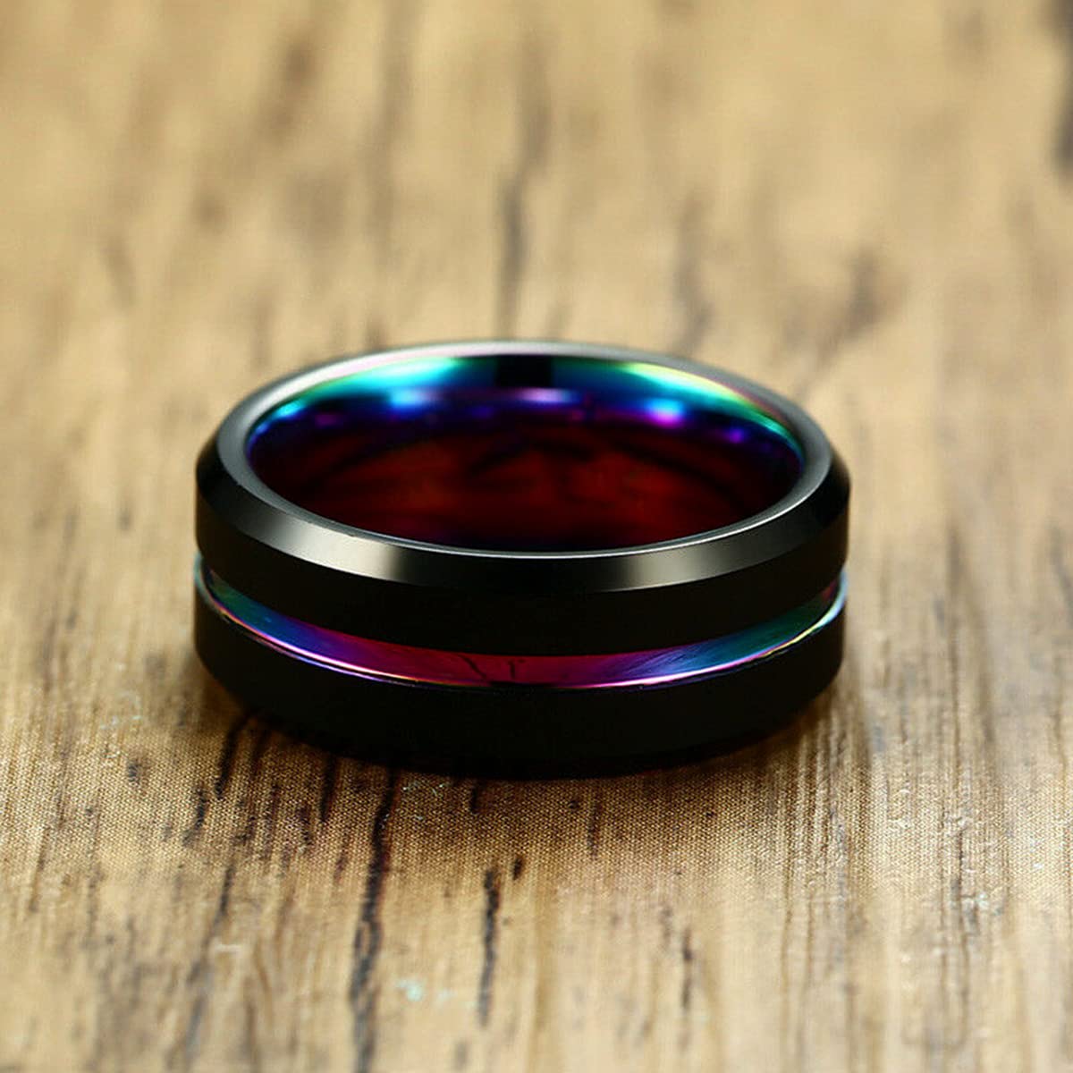 Yellow Chimes men's jewelry - stylish black band ring