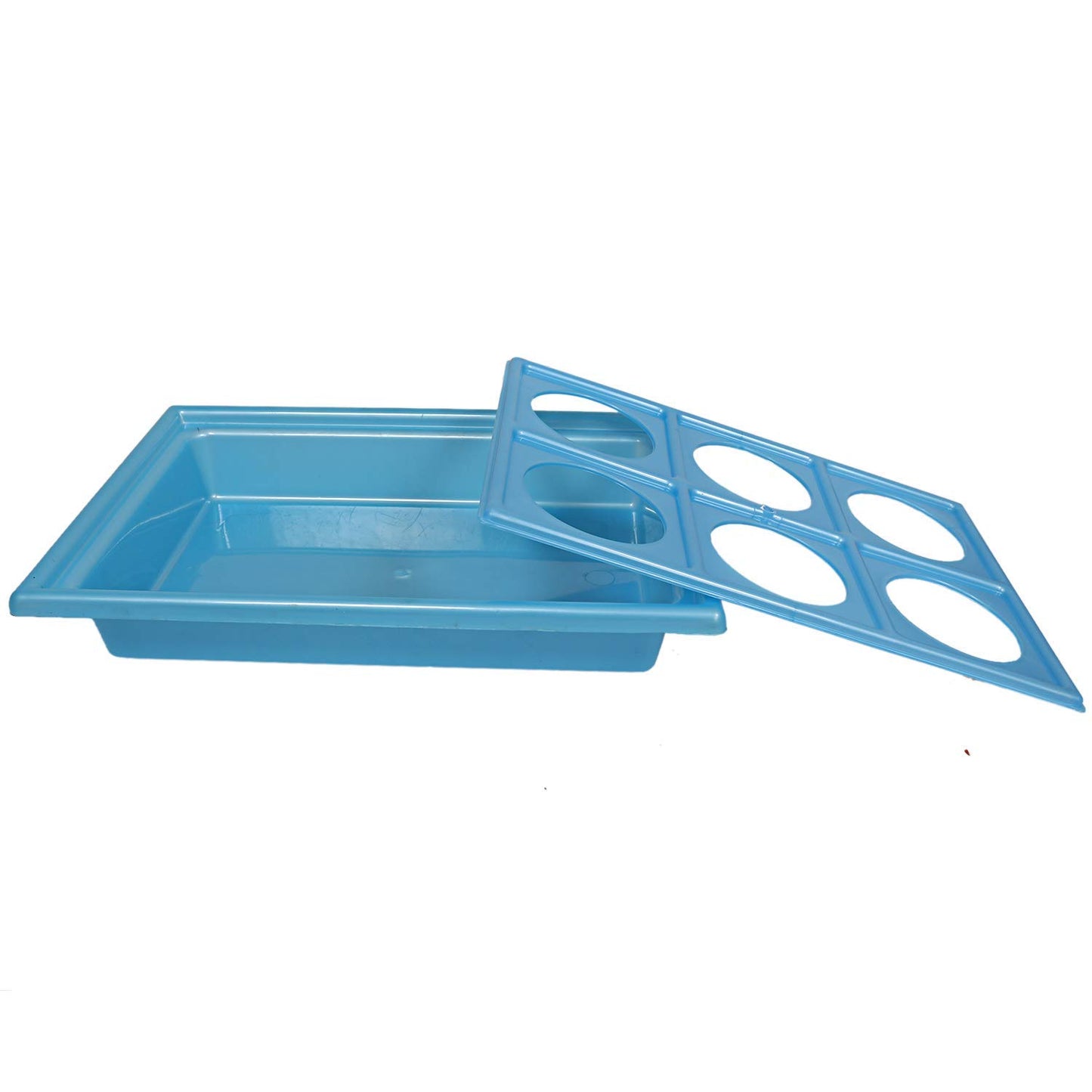 Kuber Industries Plastic Glass Holder Tray, Blue, (Model: CTKTC01918) Rectangular