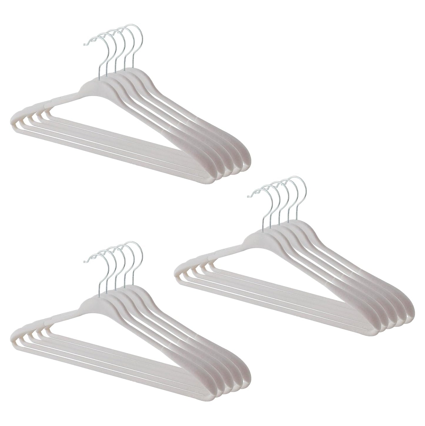 Kuber IndustriesVelvet Cloth Hanger Set of 15 with Chromed Plated Steel Hook|GREY|