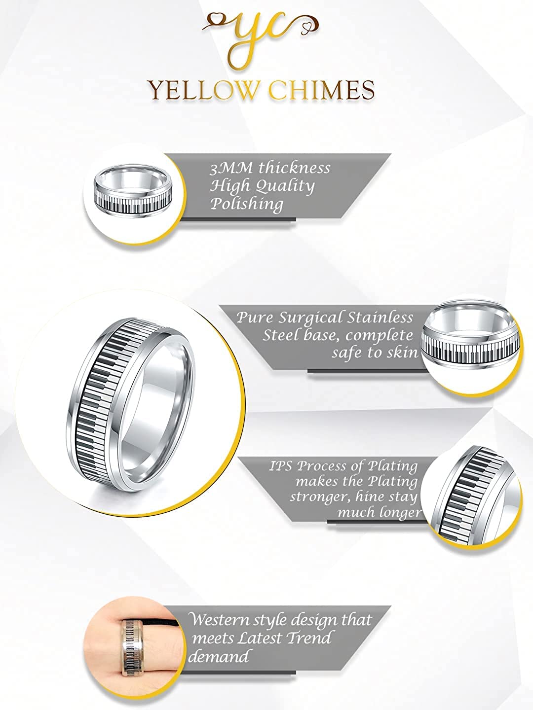 Yellow Chimes Band Ring - Comfortable fit for everyday wear