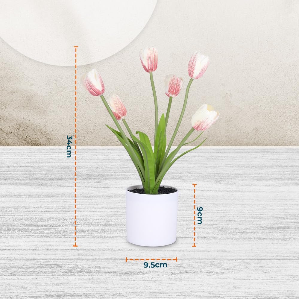 Kuber Industries Artificial Plants for Home D?cor|Natural Looking Indoor Fake Plants with Pot|Artificial Flowers for Decoration-Pack of 4 (Pink)