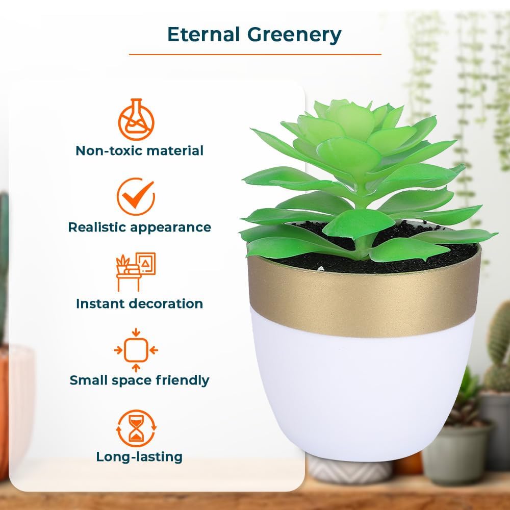 Urbane Home Artificial Plants For Home Décor|Natural Looking Indoor Fake Plants With Pot|Artificial Flowers For Decoration (Green)