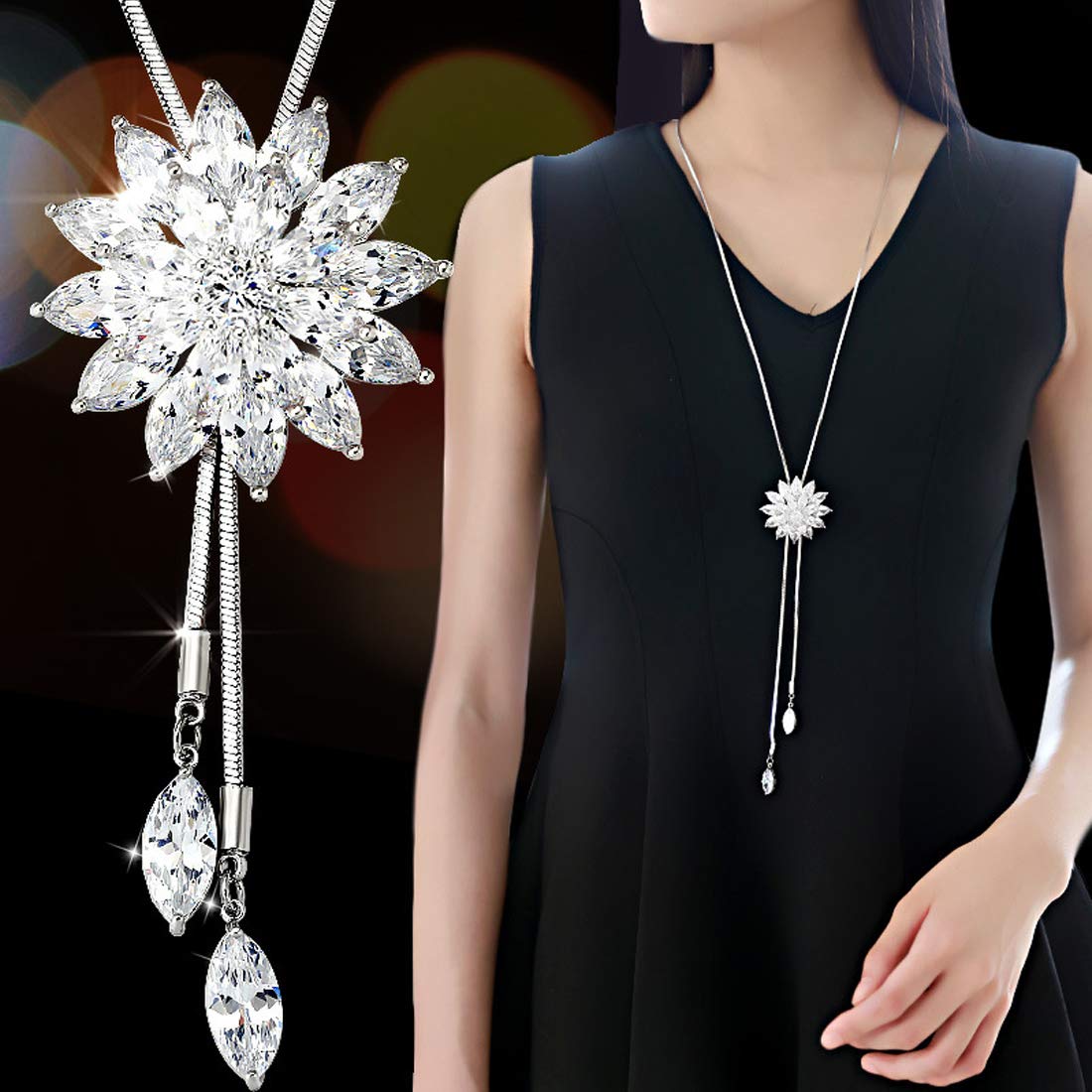 Yellow Chimes long chain necklace - beautiful party accessory