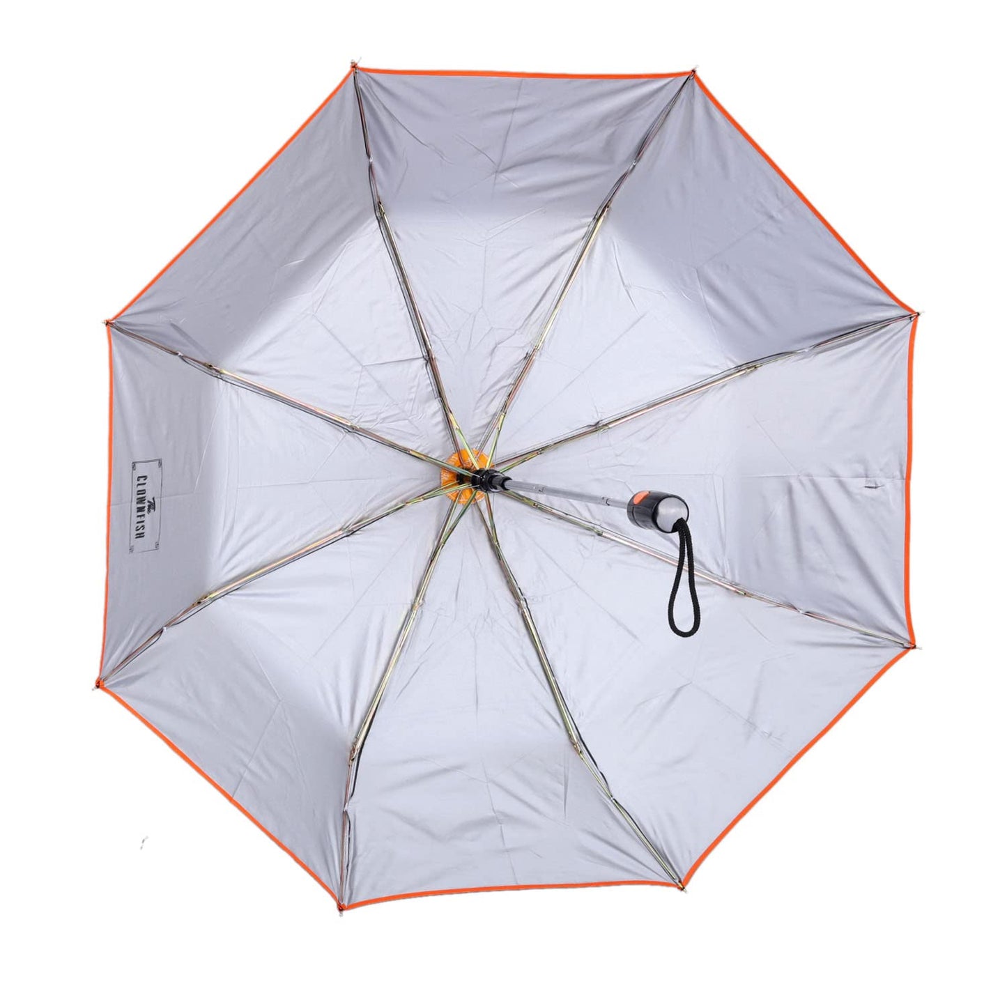 THE CLOWNFISH Umbrella Coloured Piping Series 3 Fold Auto Open Waterproof 190 T Polyester Double Coated Silver Lined Umbrellas For Men and Women (Coloured Piping- Orange)