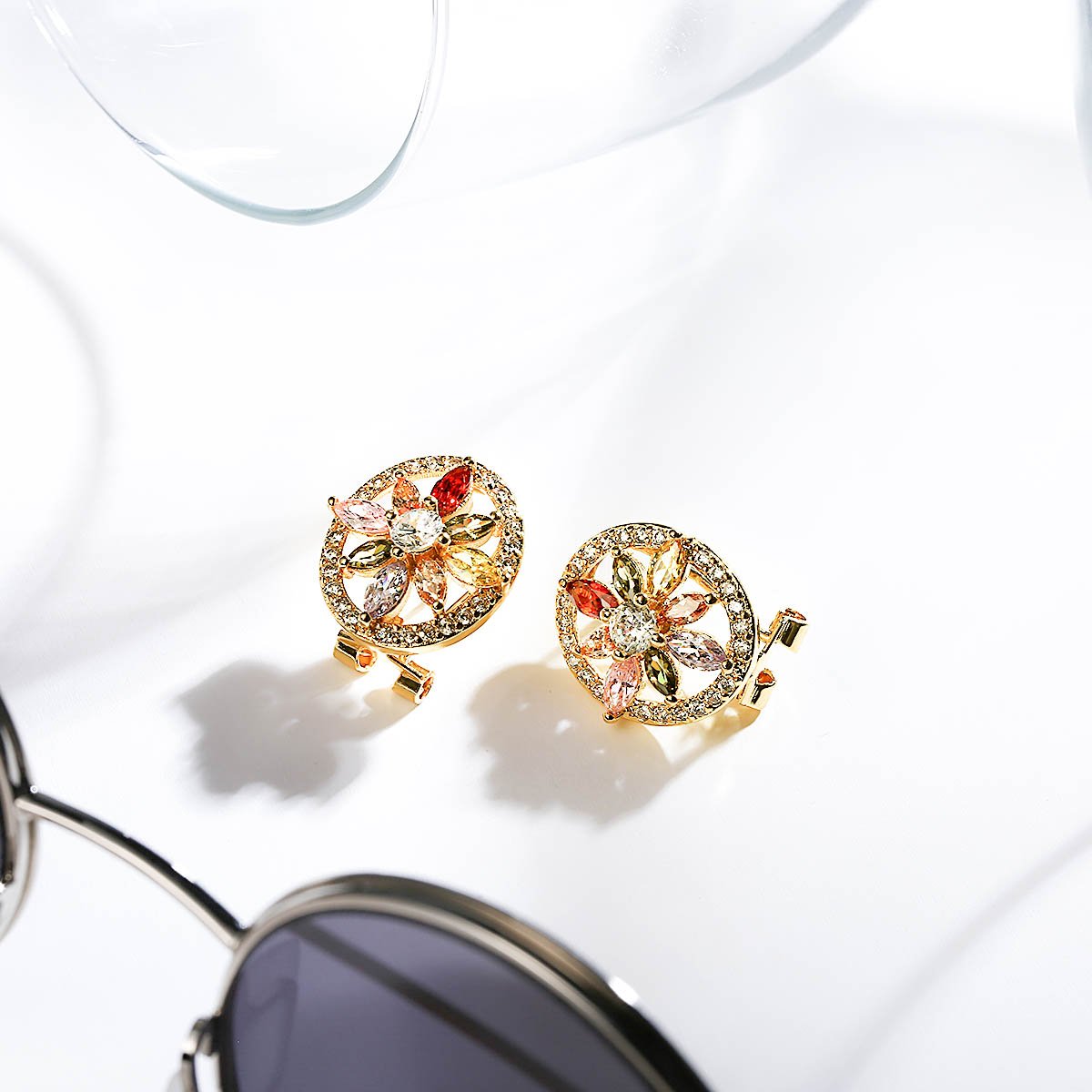 Yellow Chimes multicolor oval earrings - add sparkle to your look