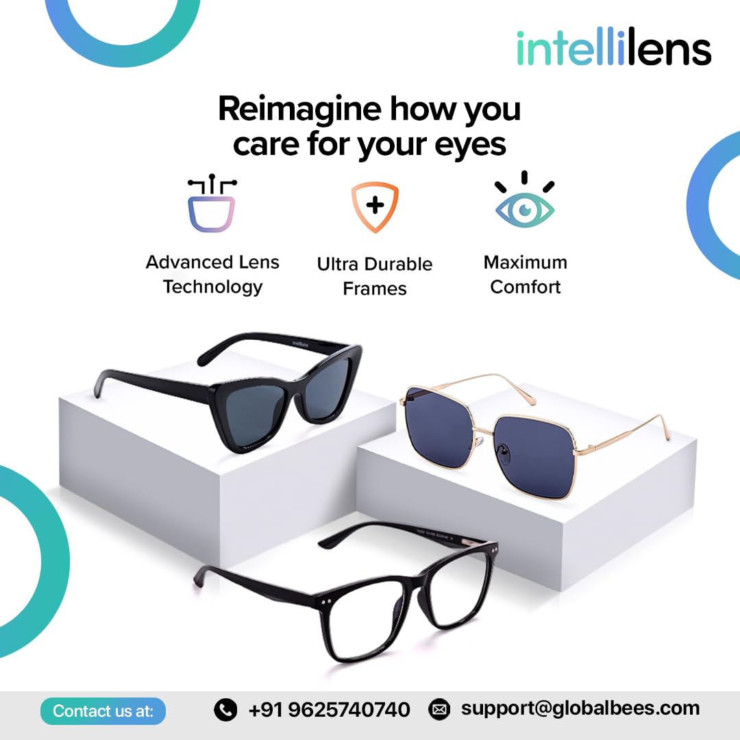 Intellilens Computer Glasses - Anti Glare, UV Protection | Zero Power | Small | Clear