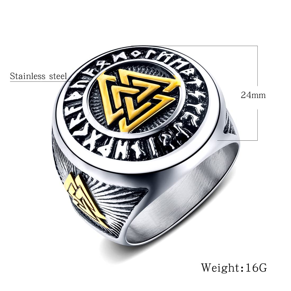 Yellow Chimes Valknut Ring - Stylish accessory for men