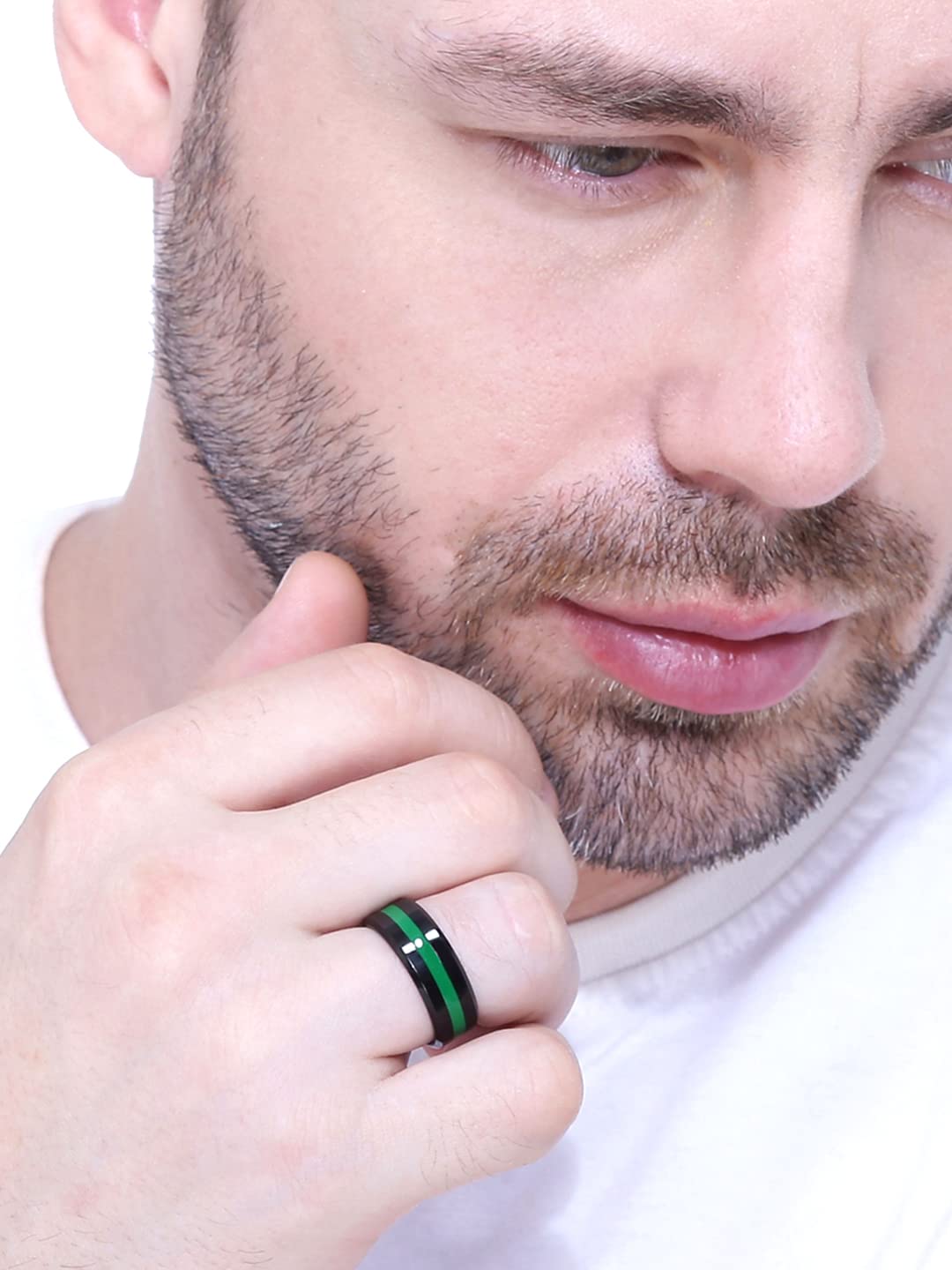 Yellow Chimes grooved center band rings - stylish accessory