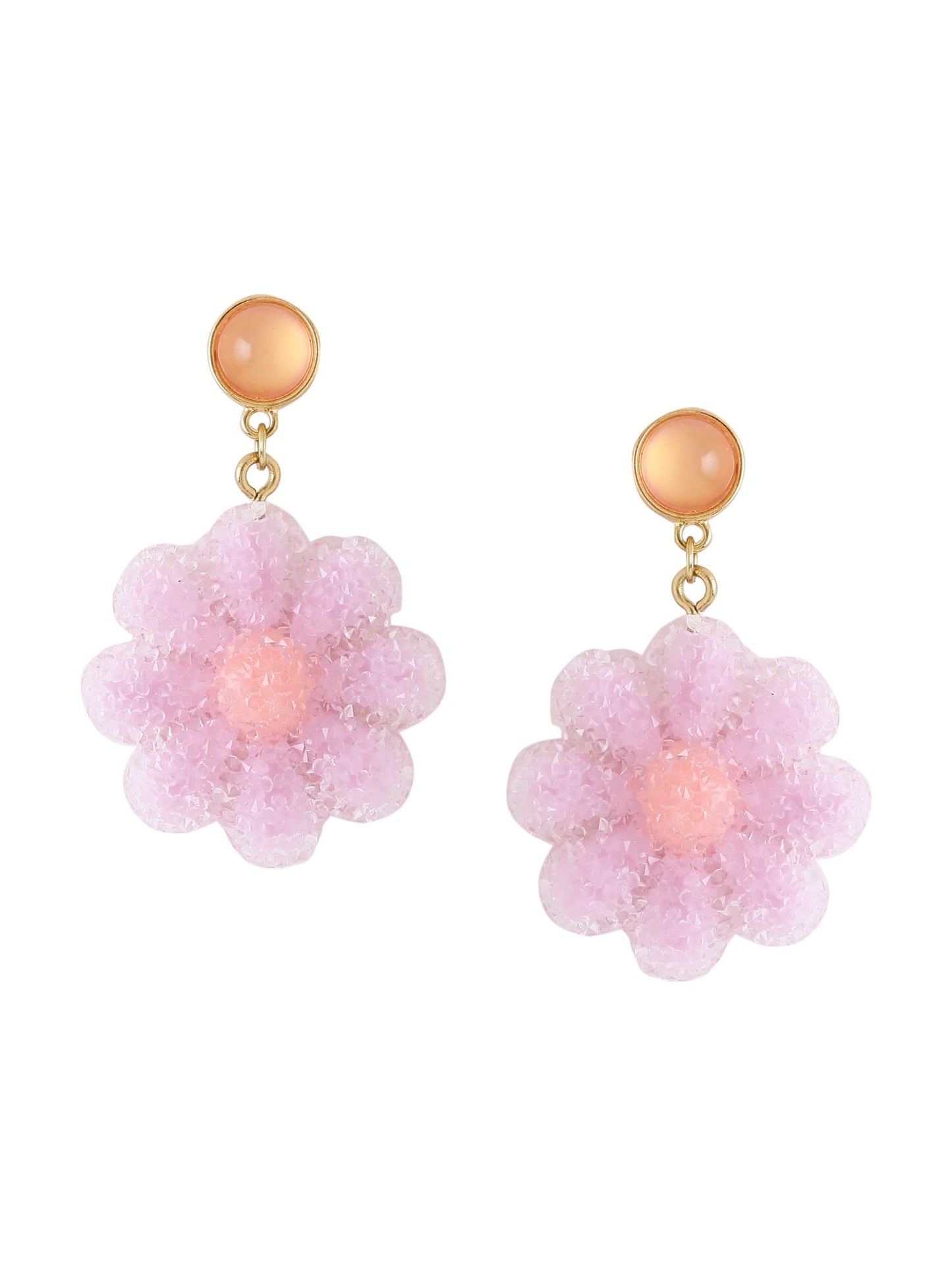 Yellow Chimes Gold Toned Purple Floral Drop Earrings - Accessorize with flair