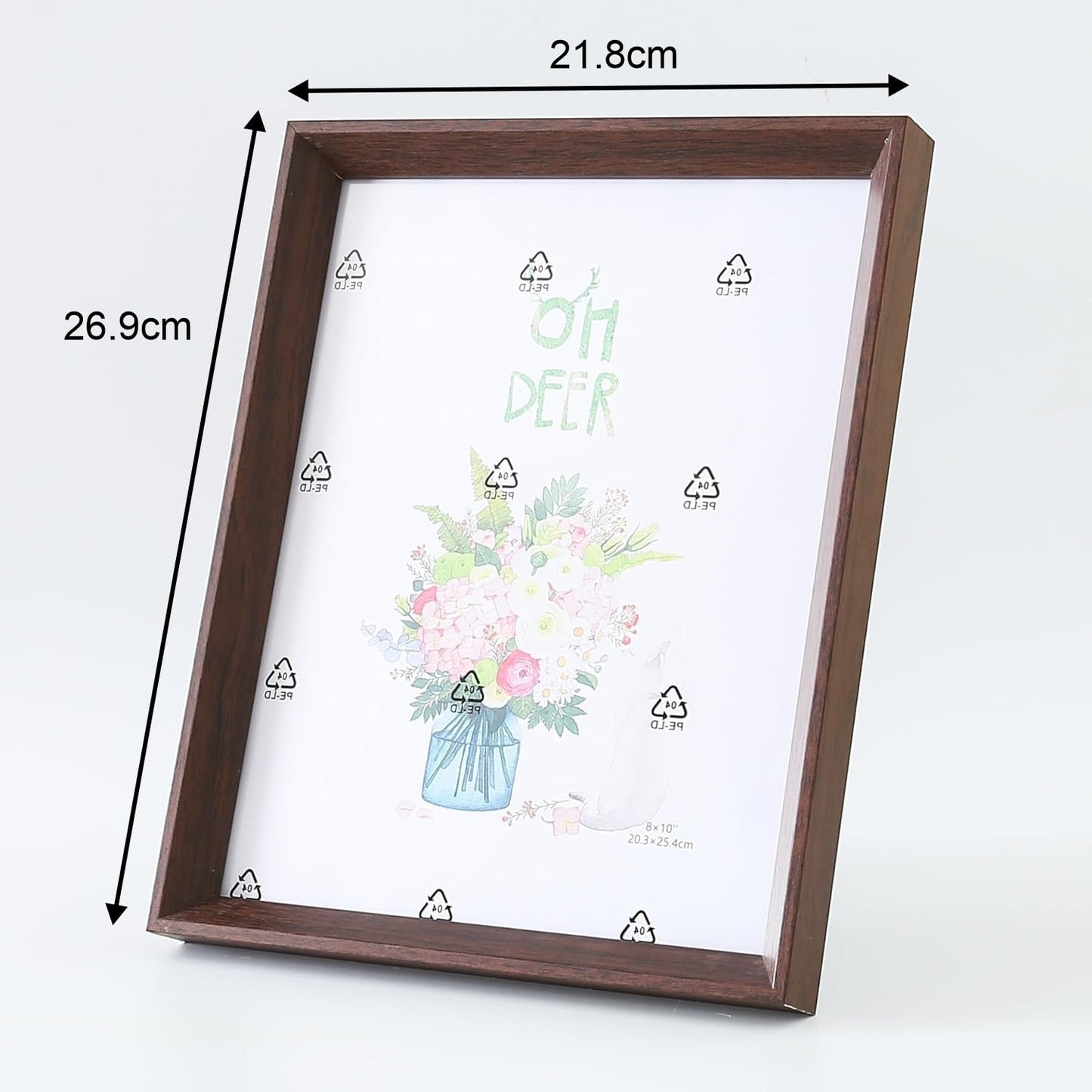 Photo Frame for Home Décor - Horizontal & Vertical Use | Crystal Clear Glass | 21.8x26.9CM | Brown