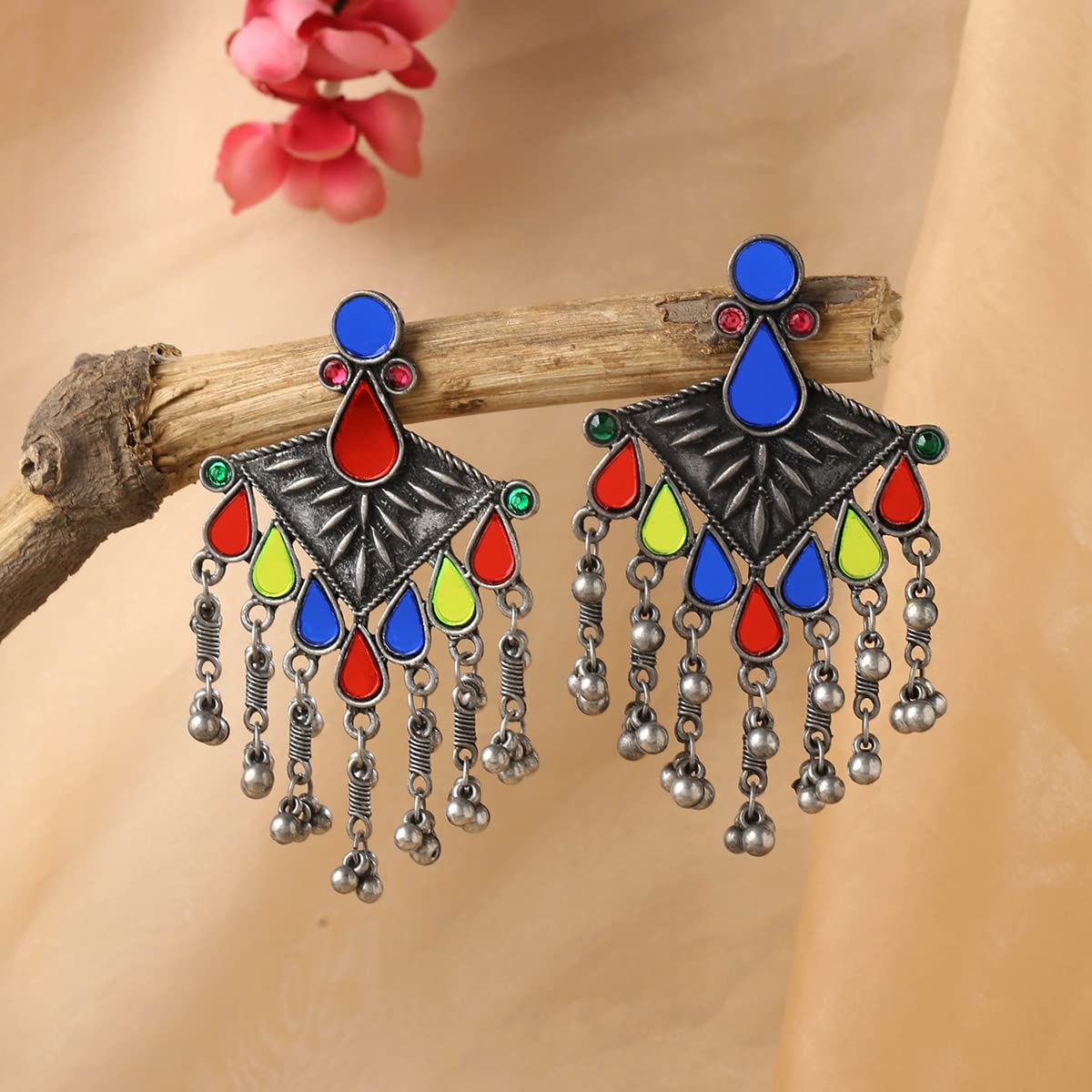 Yellow Chimes Chandbali Earrings - Traditional Wear