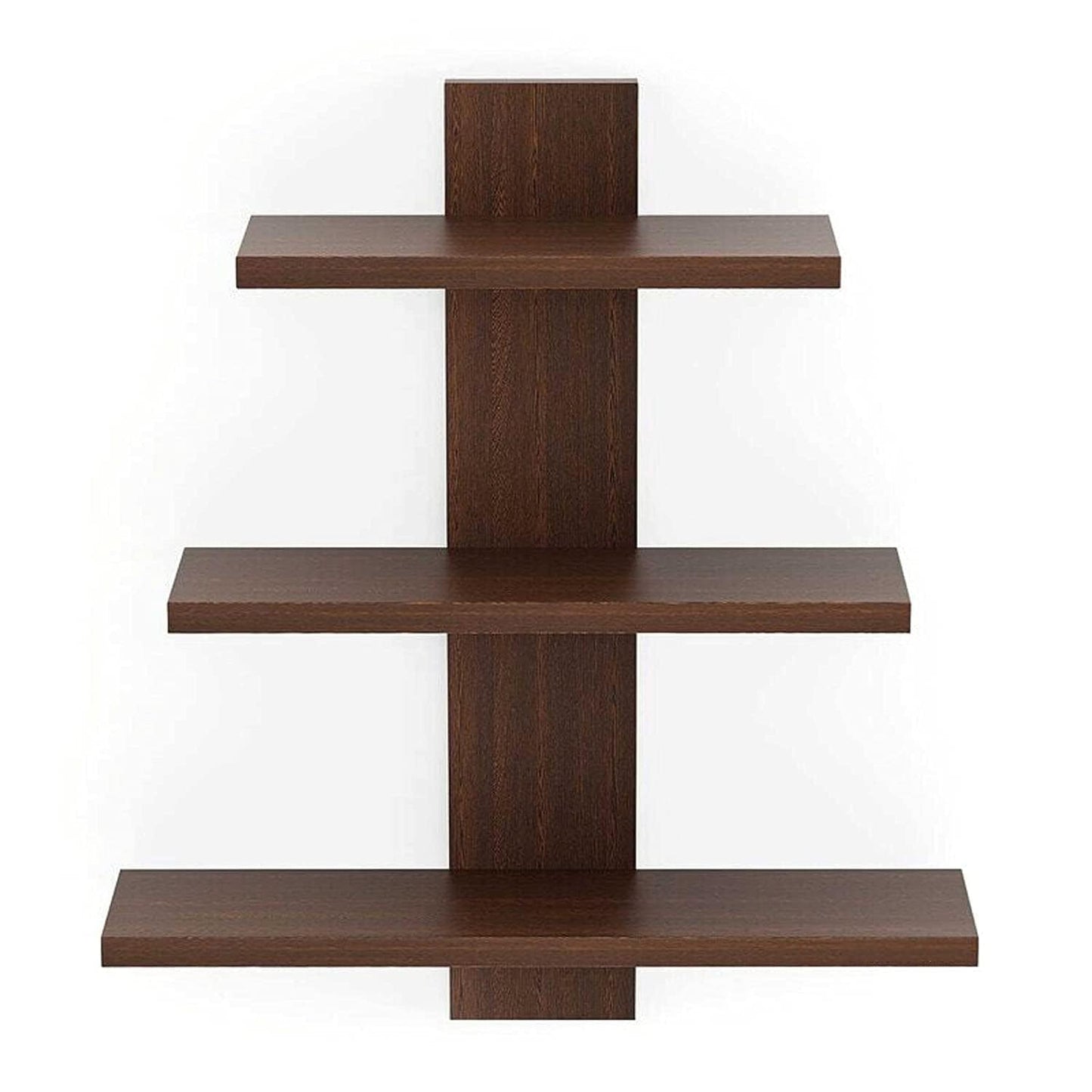 Kuber Industries Wooden Wall Shelf|Multipurpose Tree Shape Display Rack|Engineered Wood Mount 3 Tier Shelves for Office & Home D?cor (Brown)