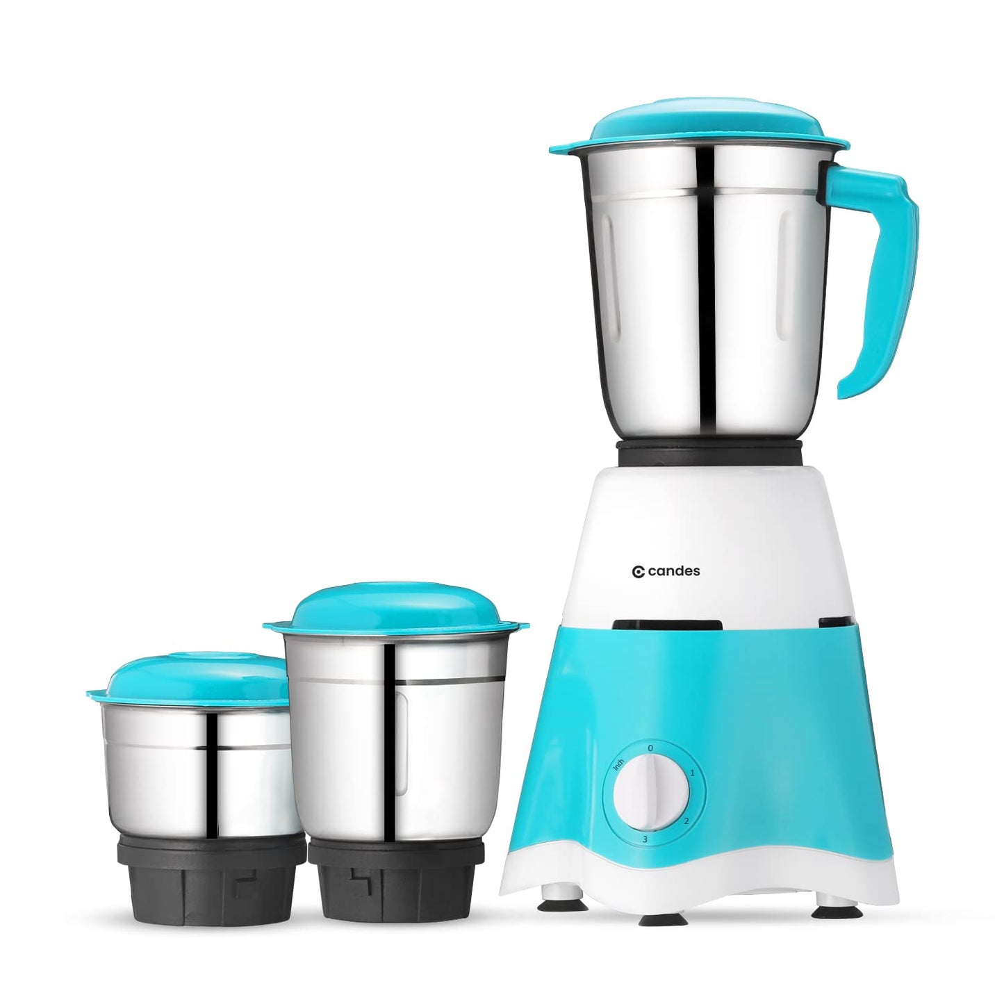 CANDES Ultra 700W Mixer Grinder Machine for Kitchen- 3 Stainless Steel Multipurpose Jars, Powerful Motor, Efficient Steel Blades | Superior Mixie for Kitchen with 2 Years Warranty- White & Blue