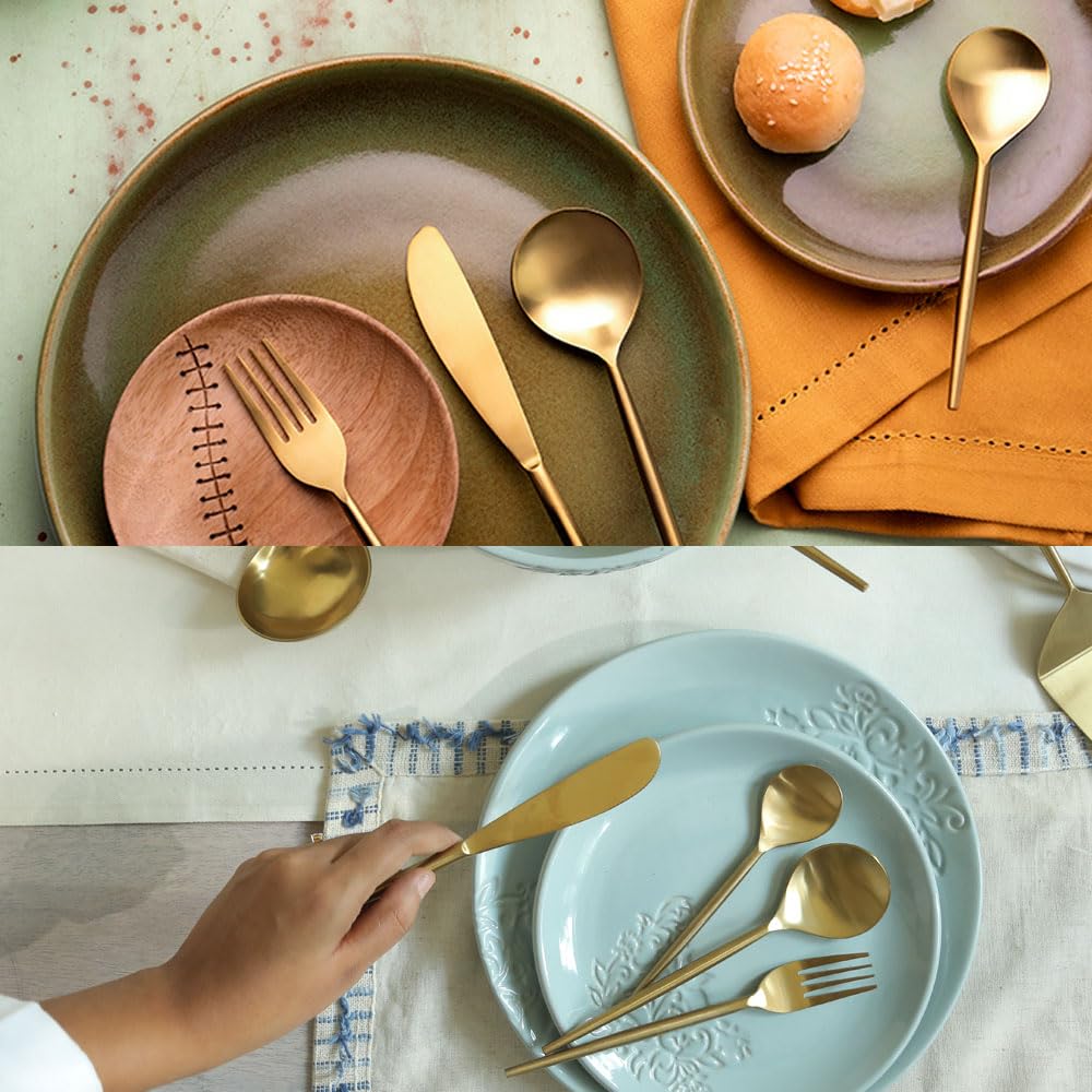 Ellementry Gold Cutlery - Elegant Dinner Setting