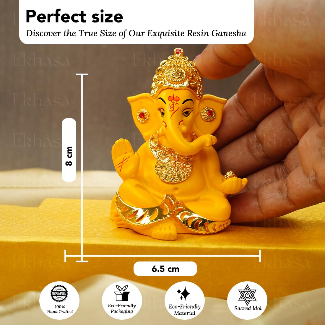 Ganesh Idol for Car Dashboard & Home Decor | Traditional Mango Resin | Perfect for Office & Housewarming