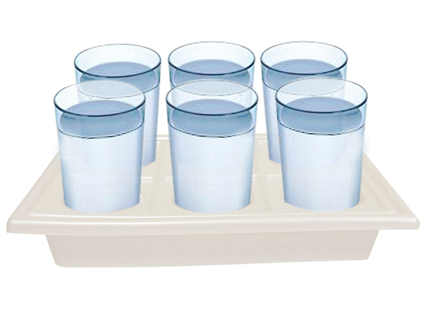 Heart Home Plastic 6 Slots Glass Holder Tray (White)