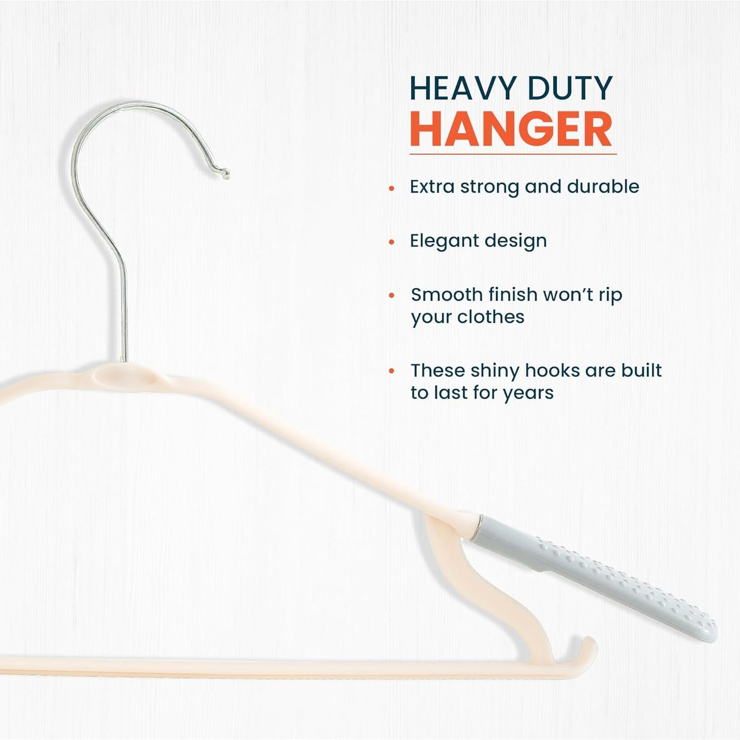 Kuber IndustriesPP Cloth Hanger Set of 15 with Zinc Plated Steel Hook (Grey)