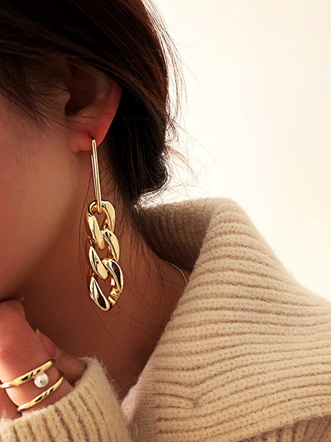 Yellow Chimes Gold Danglers - Stylish Addition to Your Wardrobe