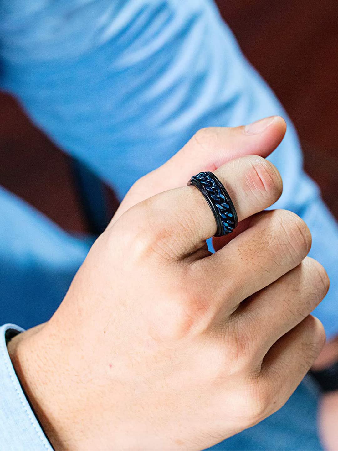 Yellow Chimes Blue Toned Ring - Eye-catching fashion statement