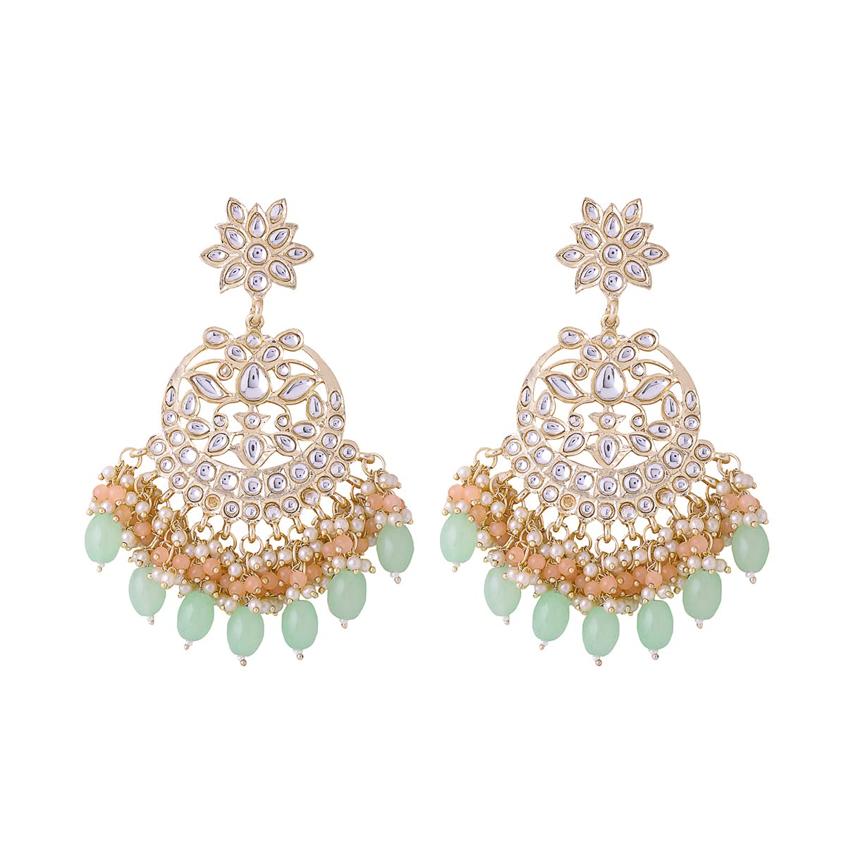 Yellow Chimes Green Beaded Earrings - Anniversary Gift
