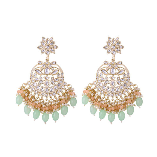 Yellow Chimes Green Beaded Earrings - Anniversary Gift