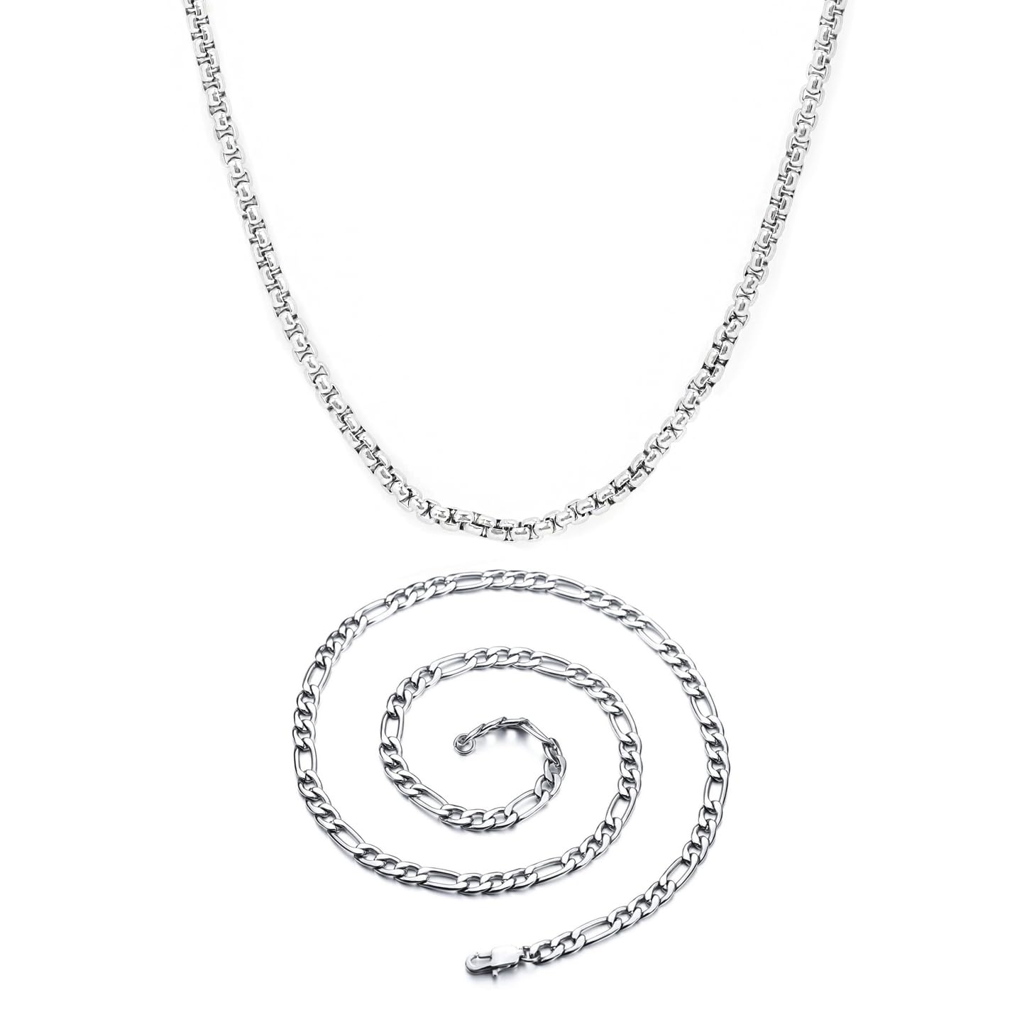Buy Combo: Silver Figaro Neck Chains for Men | 2 Pcs – The Better Home