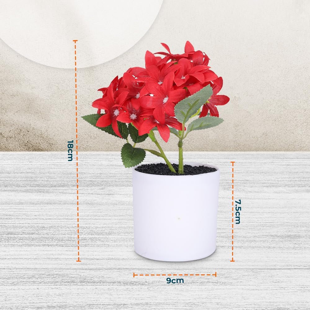 Combo: Artificial Indoor Plants with Natural Look | Includes Pots | Pack of 6 | Color: Red