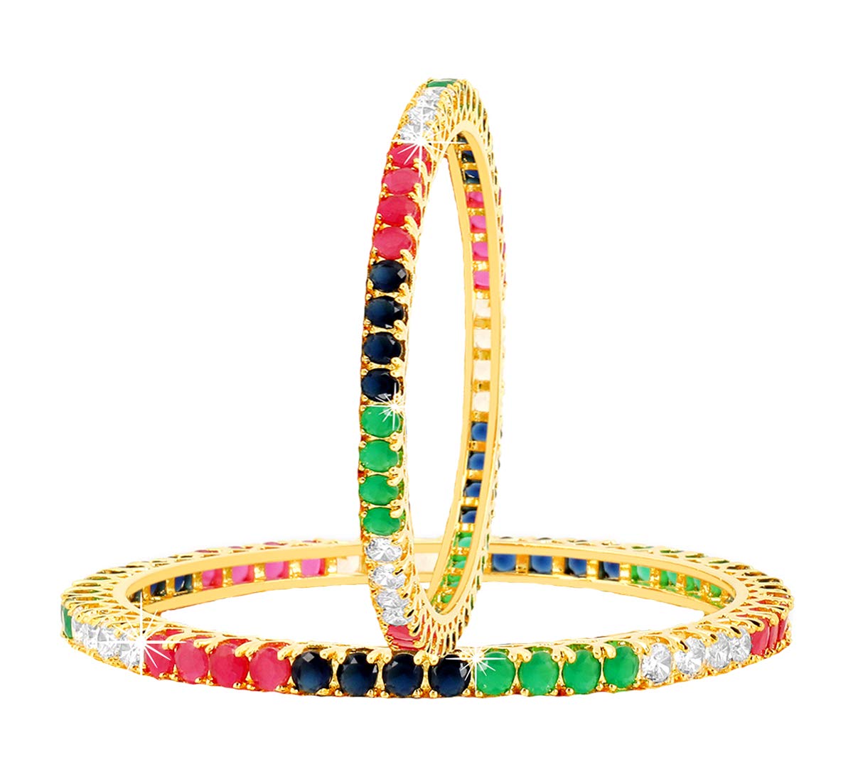 Yellow Chimes CZ Crystal Studded Bangles - Elegant Parties