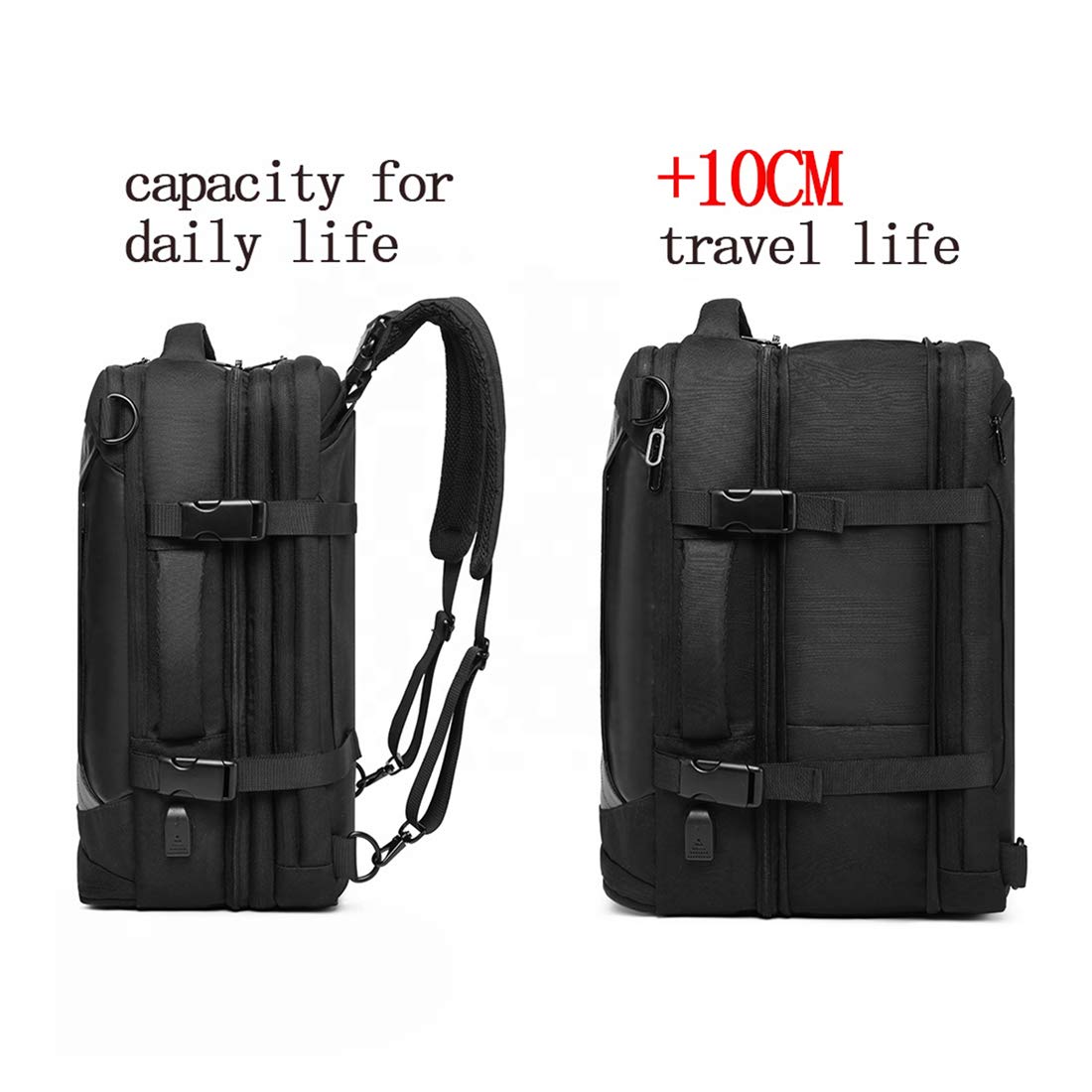 THE CLOWNFISH Multi-Functional Detachable 15.6'' Laptop Backpack | Rain Cover Included | Black