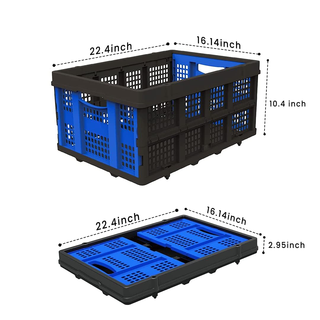 Cheston Portable Collapsible Basket I Foldable Crate w/ 25 Kg Capacity I Heavy Duty Durable Plastic Foldable/Stackable Crate for Storage and Organizing I Storage Big Size (56 x 41 x 27 cm, Pack of 3)