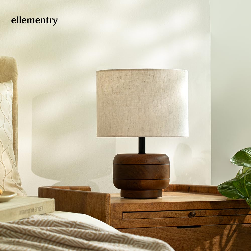 Ellementry Gren Wooden Table Lamp for Bedroom | Table D�cor Bedside Lamp for Bedroom | Eco- Friendly Table Lamp for Living Room | Sustainable Home D�cor Items | Bedroom D�cor | Gingerbread