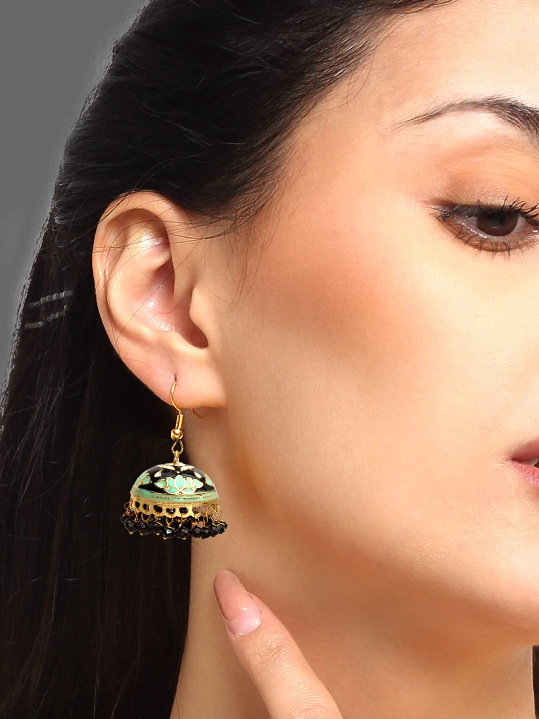 Yellow Chimes Meenakari Jumka Earrings - Wedding accessory