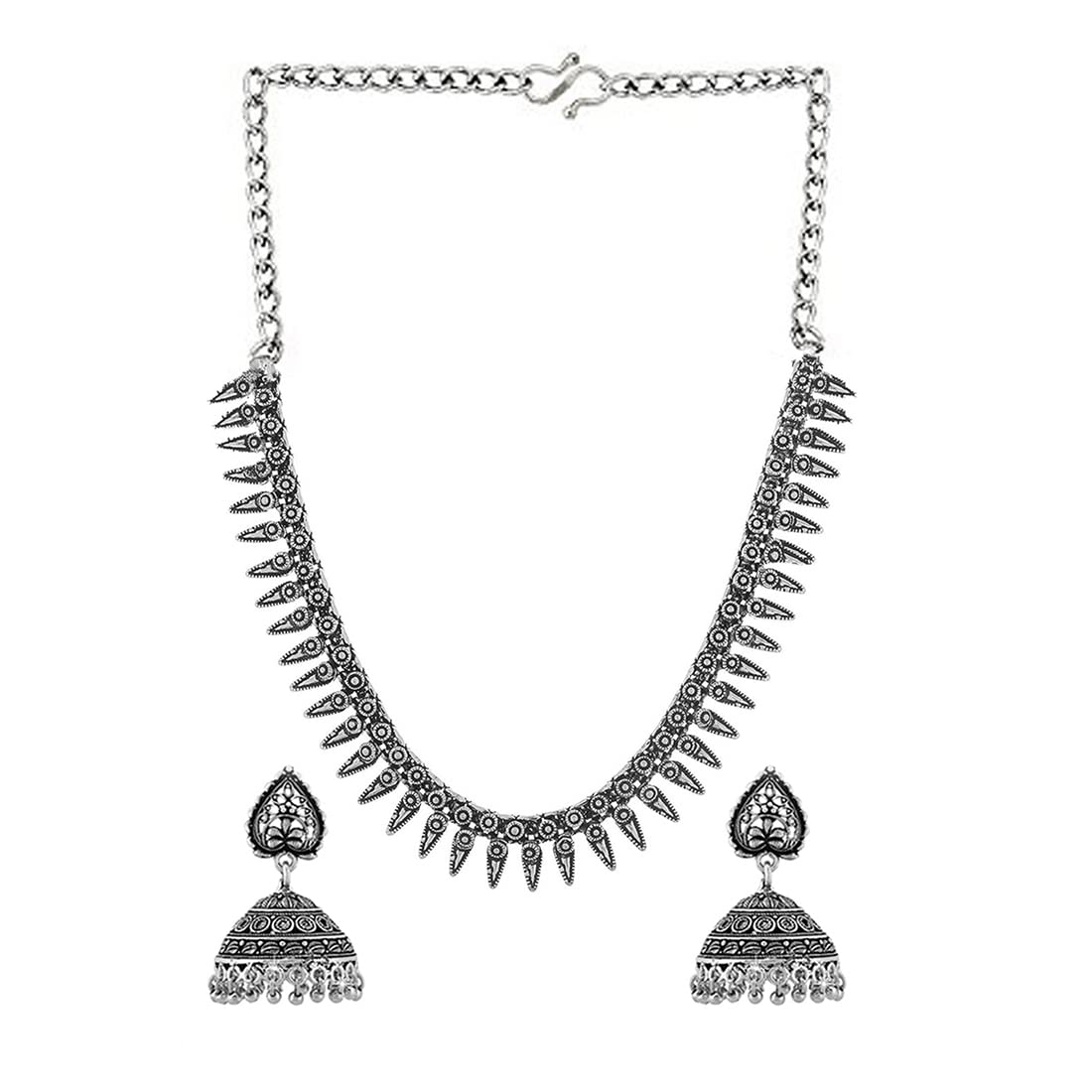 Yellow Chimes oxidized silver necklace - Festive occasions